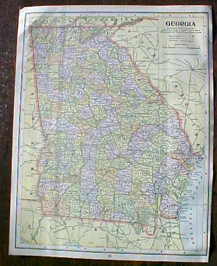 Antique Map North & South Carolina Georgia 1906