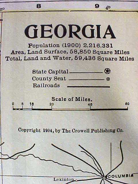 Antique Map North & South Carolina Georgia 1906