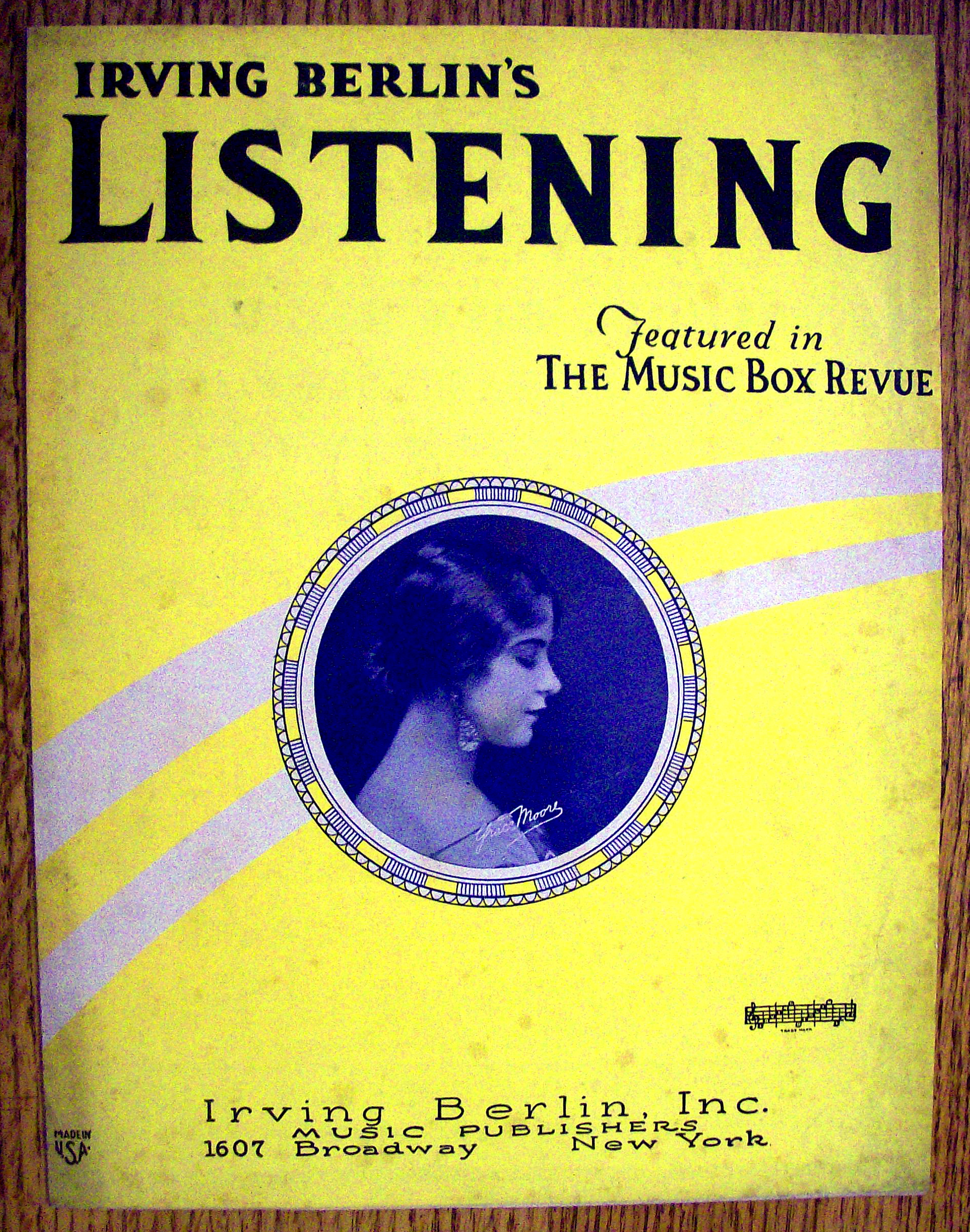 Sheet Music For 1914 Irving Berlin's Listening