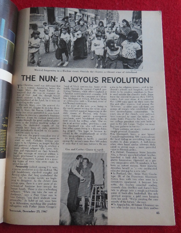 Newsweek Magazine December 25, 1967 The Nun: Going Modern
