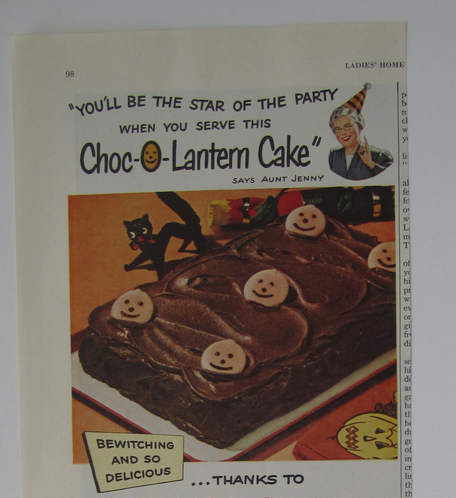 1948 Spry Vegetable Shortening with Choc O Lantern Cake