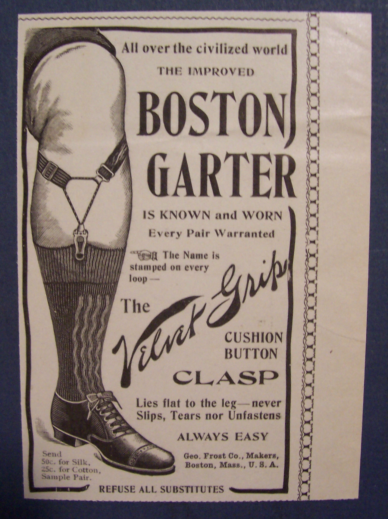 1904 Boston Garter with the Velvet Grip