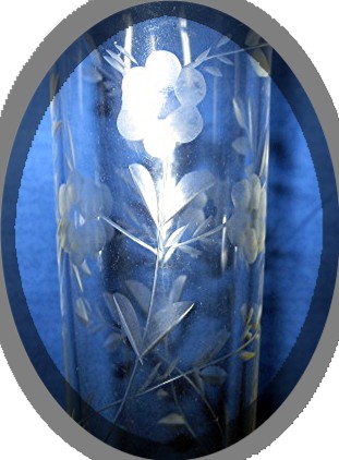 Flower Vase, etched glass footed