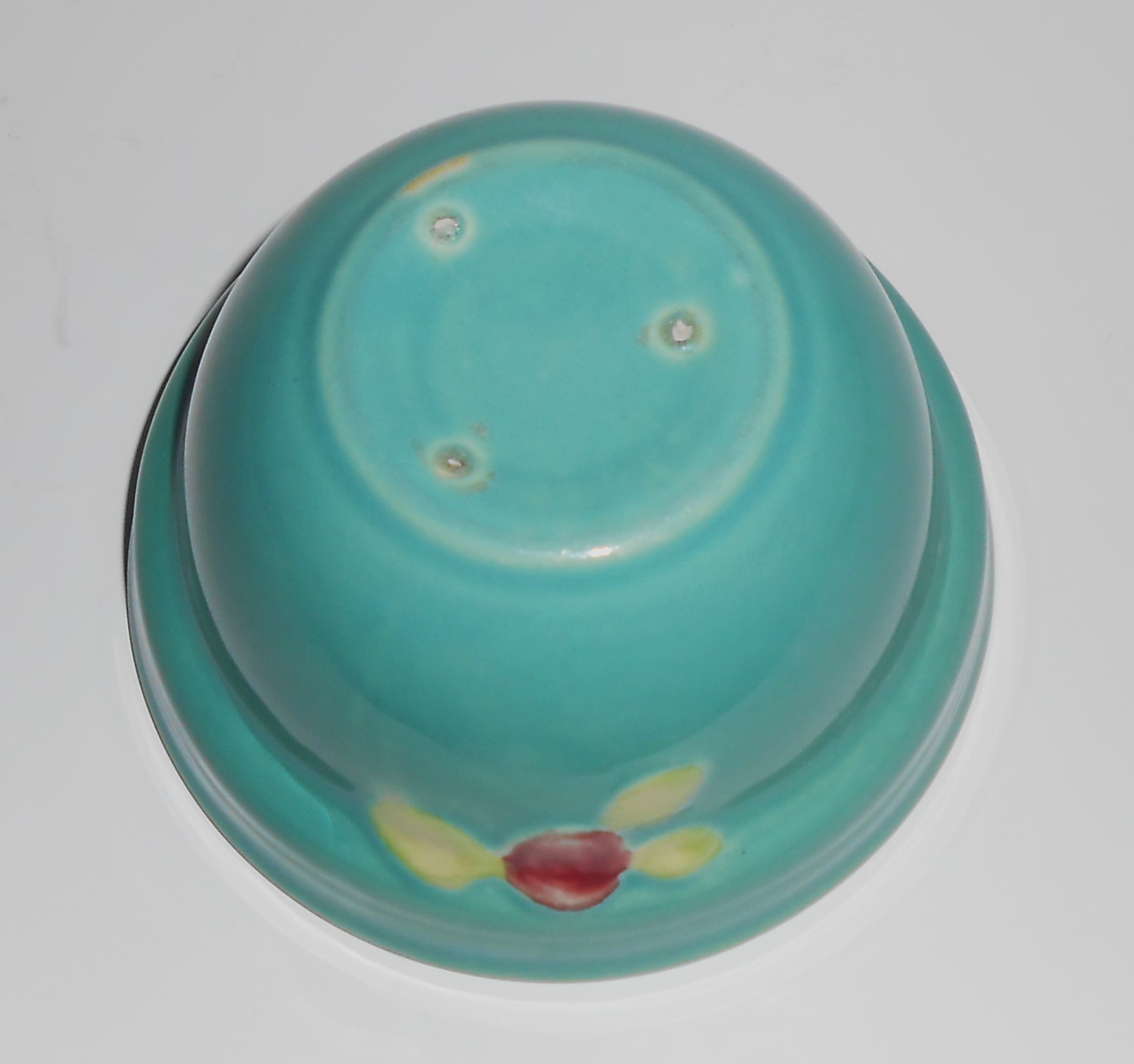 Coors Pottery Rosebud Green Small Apple Baker