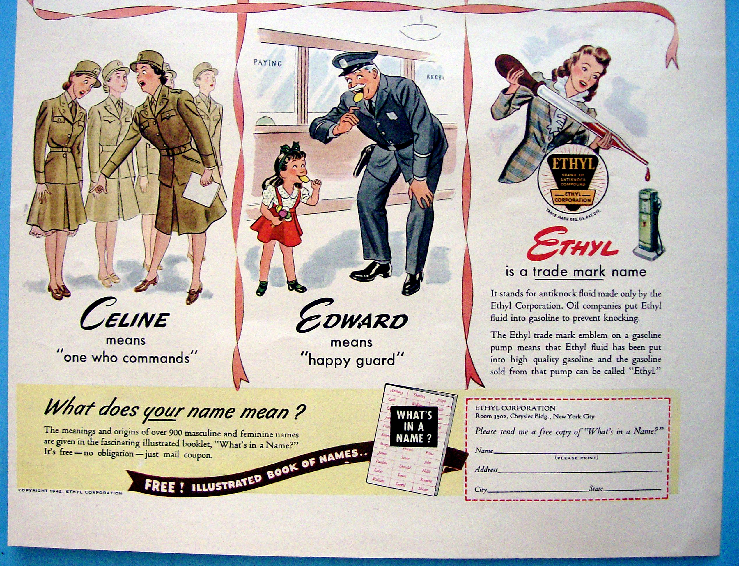 1942 Ethyl Gasoline with What's In A Name