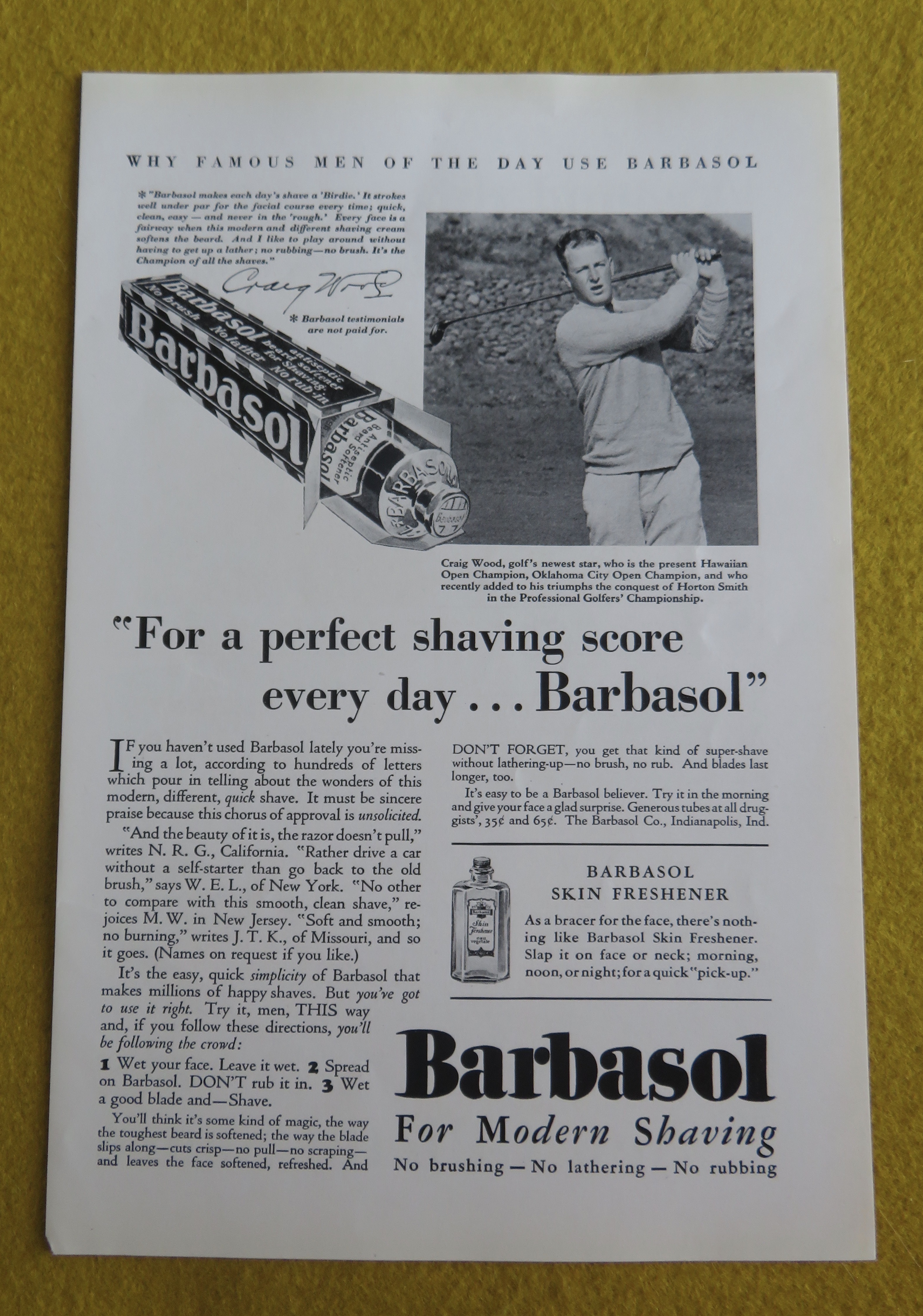 1930 Barbasol with Golf's Newest Star Craig Wood