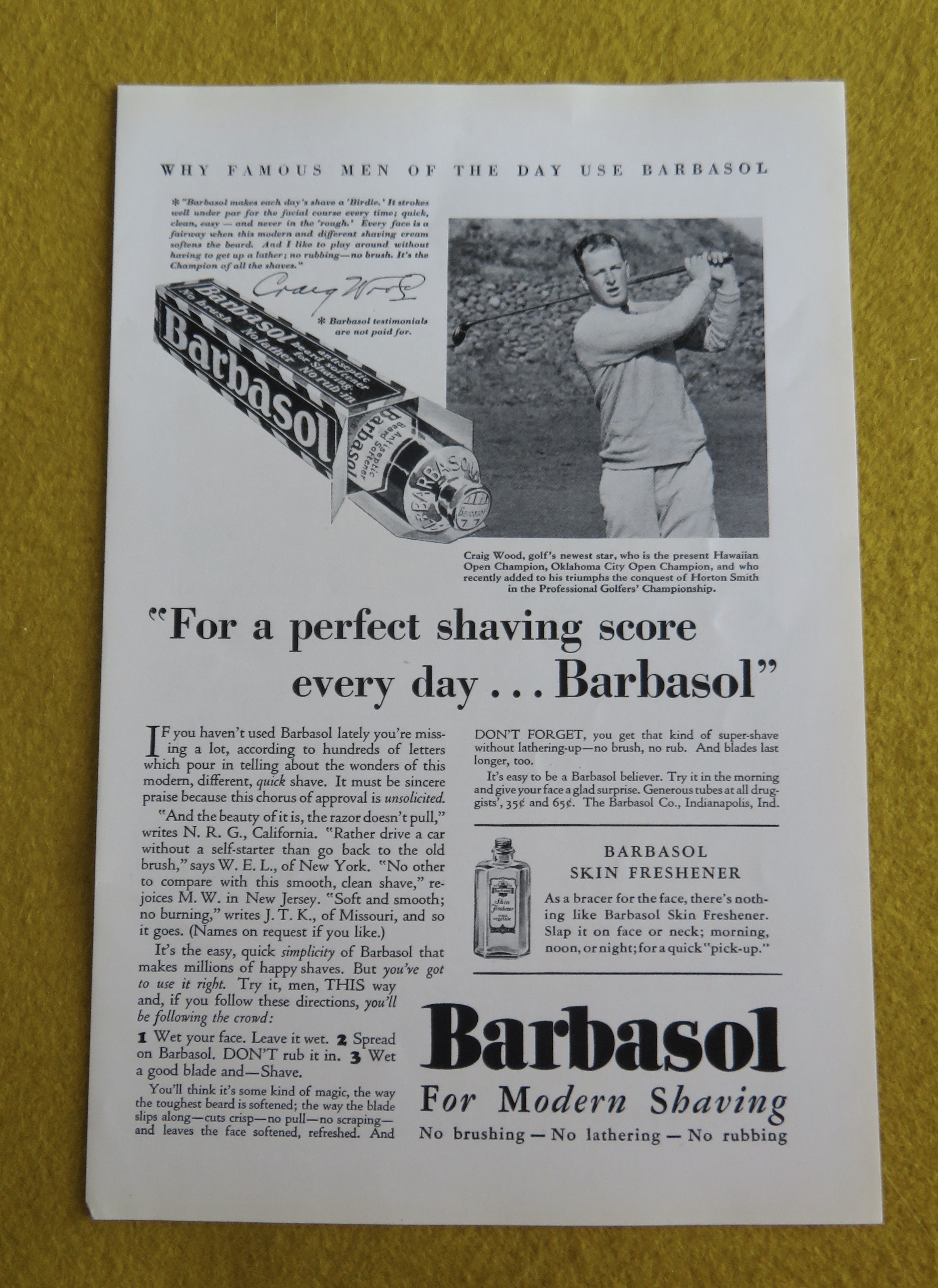 1930 Barbasol with Golf's Newest Star Craig Wood