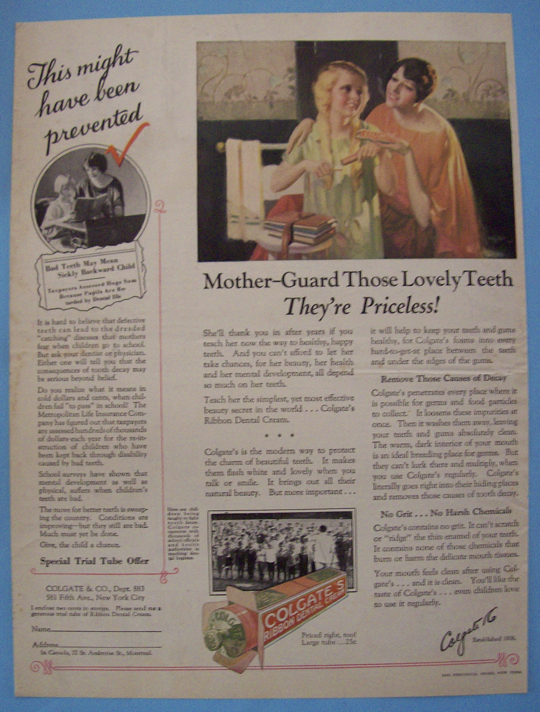 1926 Colgate Ribbon Dental Cream w/Women & Colgate