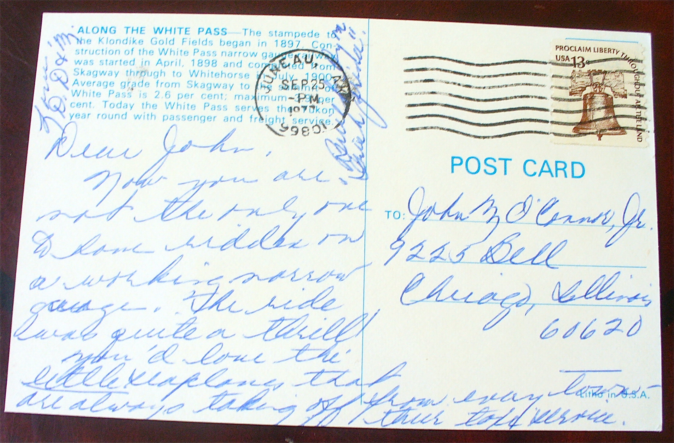 The White Train Pass Postcard