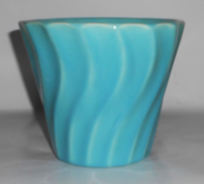 VINTAGE Bauer Pottery 5'' Turquoise Swirl Flower Pot