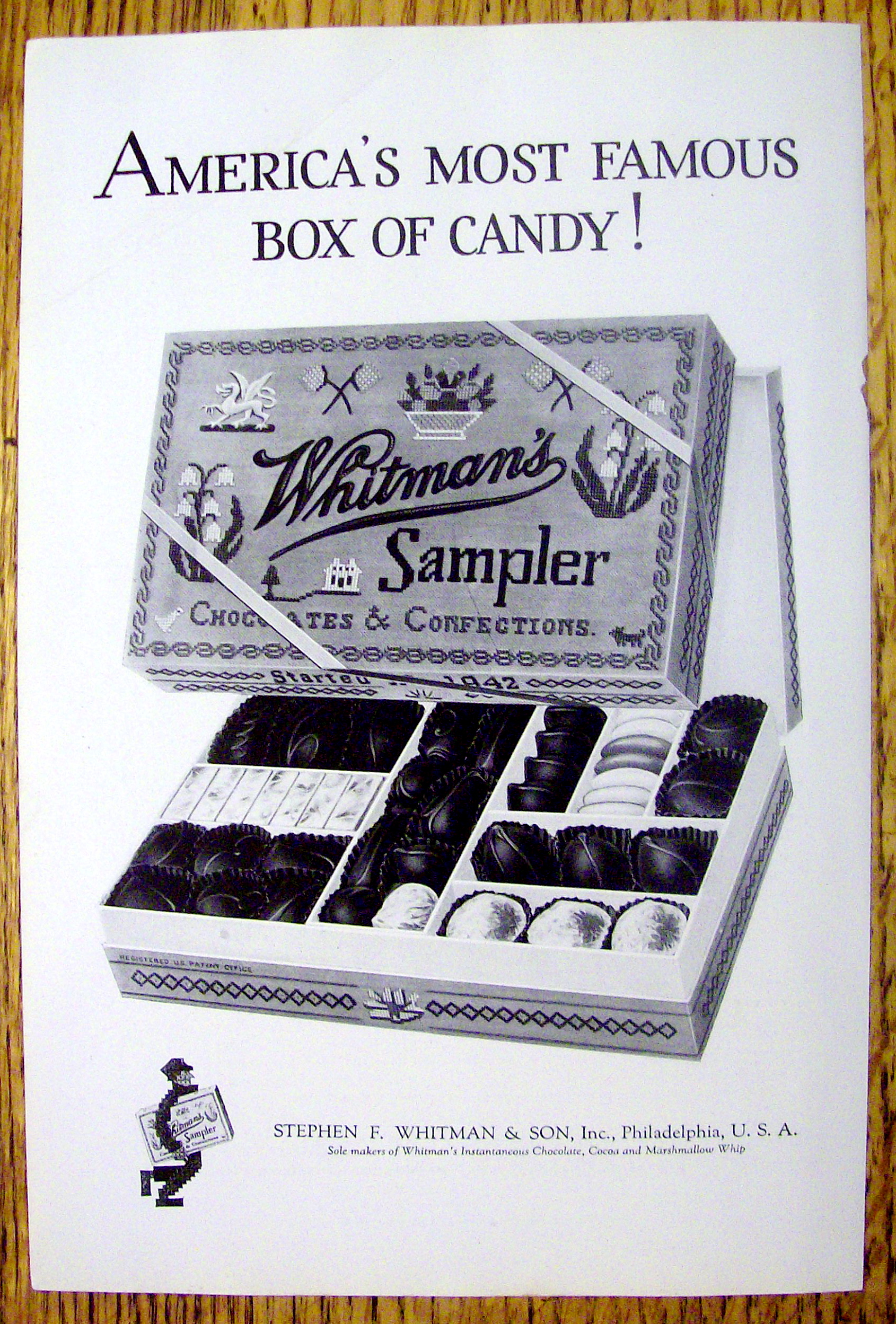 1925 Whitman's Sampler Chocolates & Confections