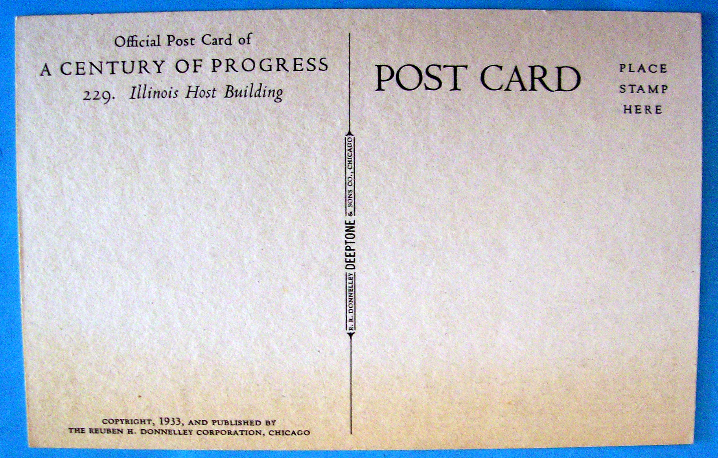 1933 Century of Progress, Ill. Host Building Postcard