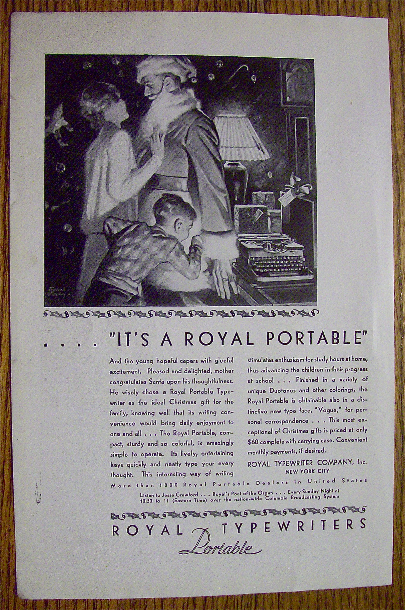 1929 Royal Portable Typewriter with Dad As Santa