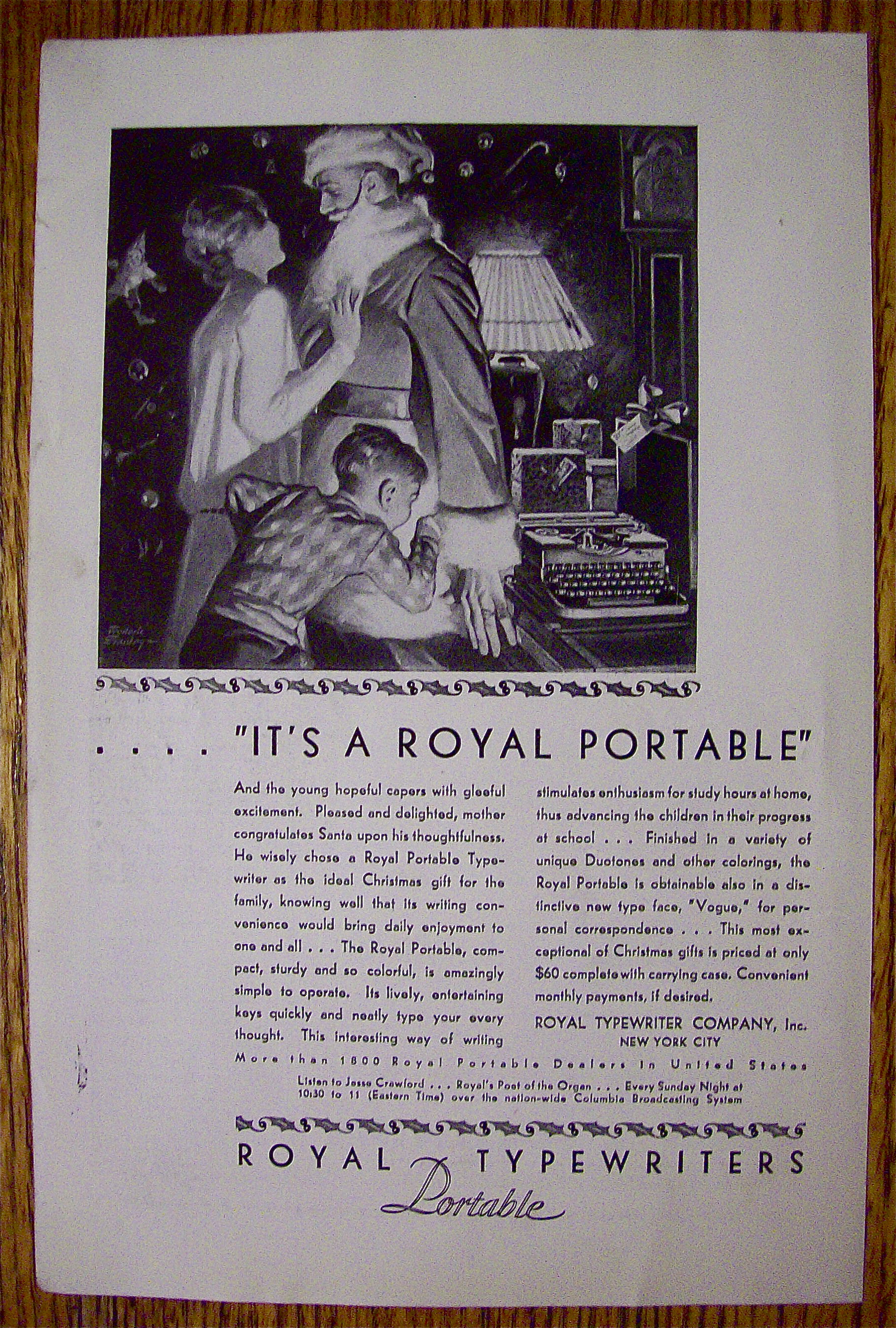 1929 Royal Portable Typewriter with Dad As Santa