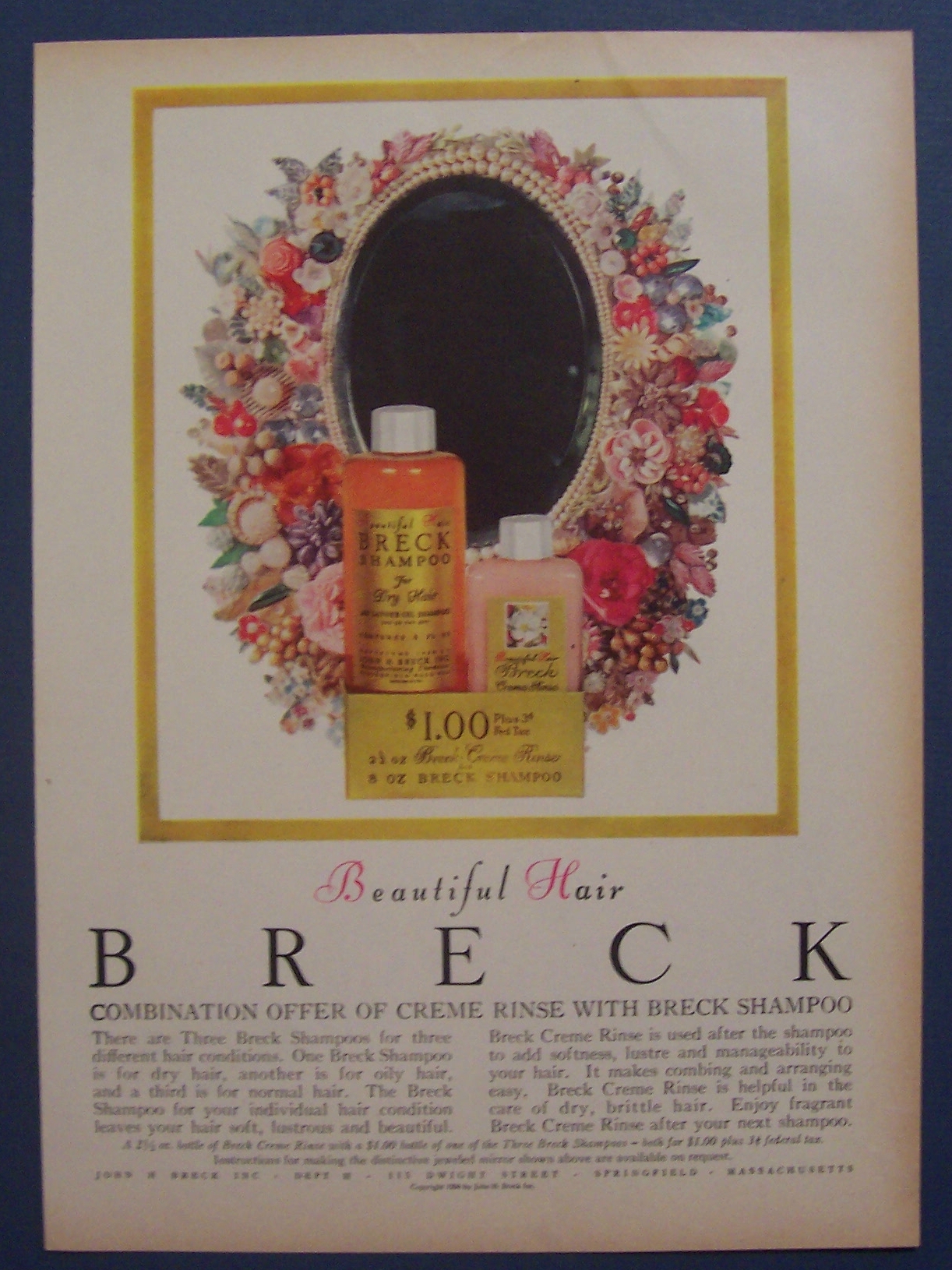 1956 Breck Shampoo w/Bottles of Shampoo & Creme Rinse