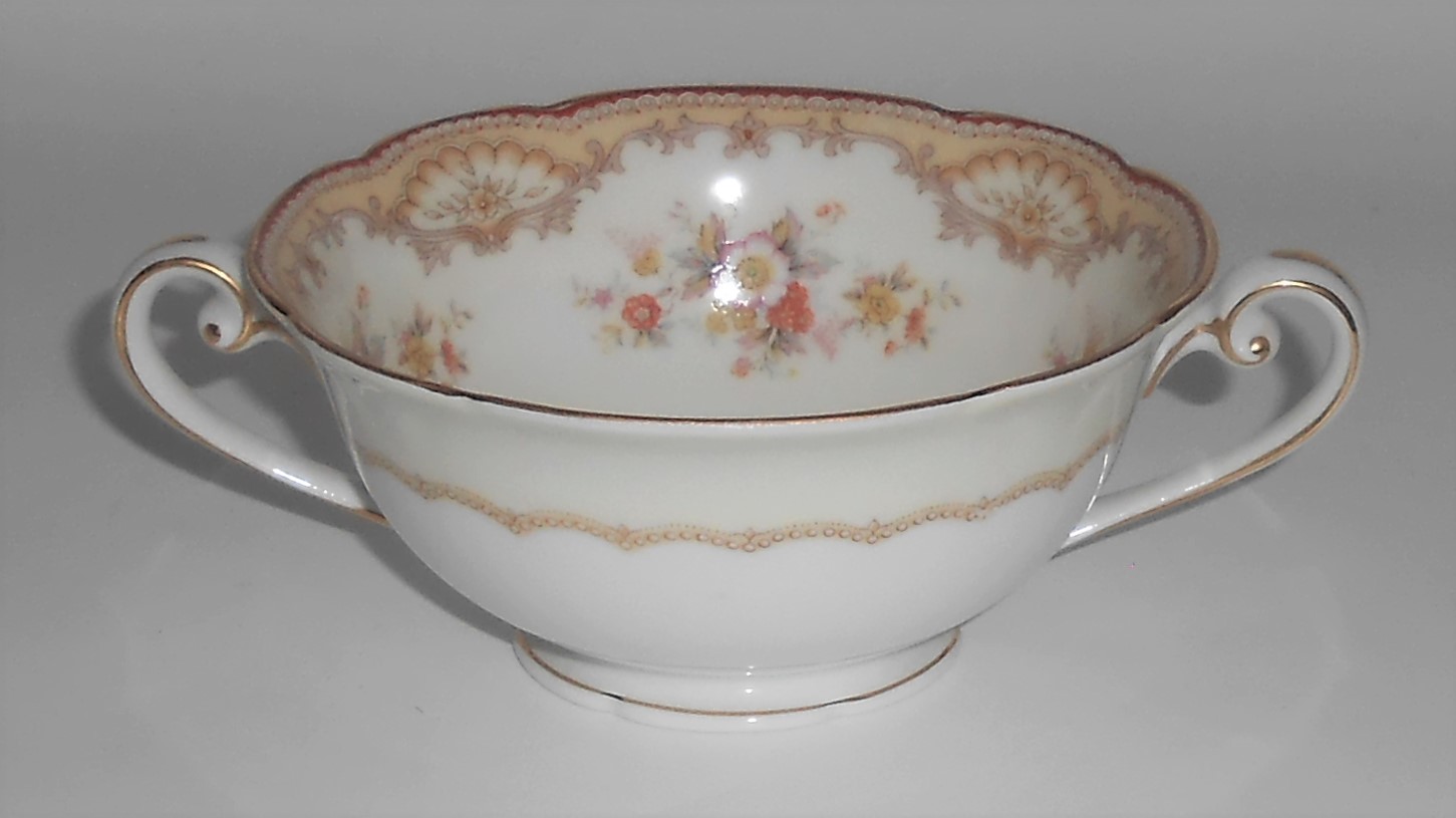 Noritake Porcelain China Moneda Cream Soup w/Gold