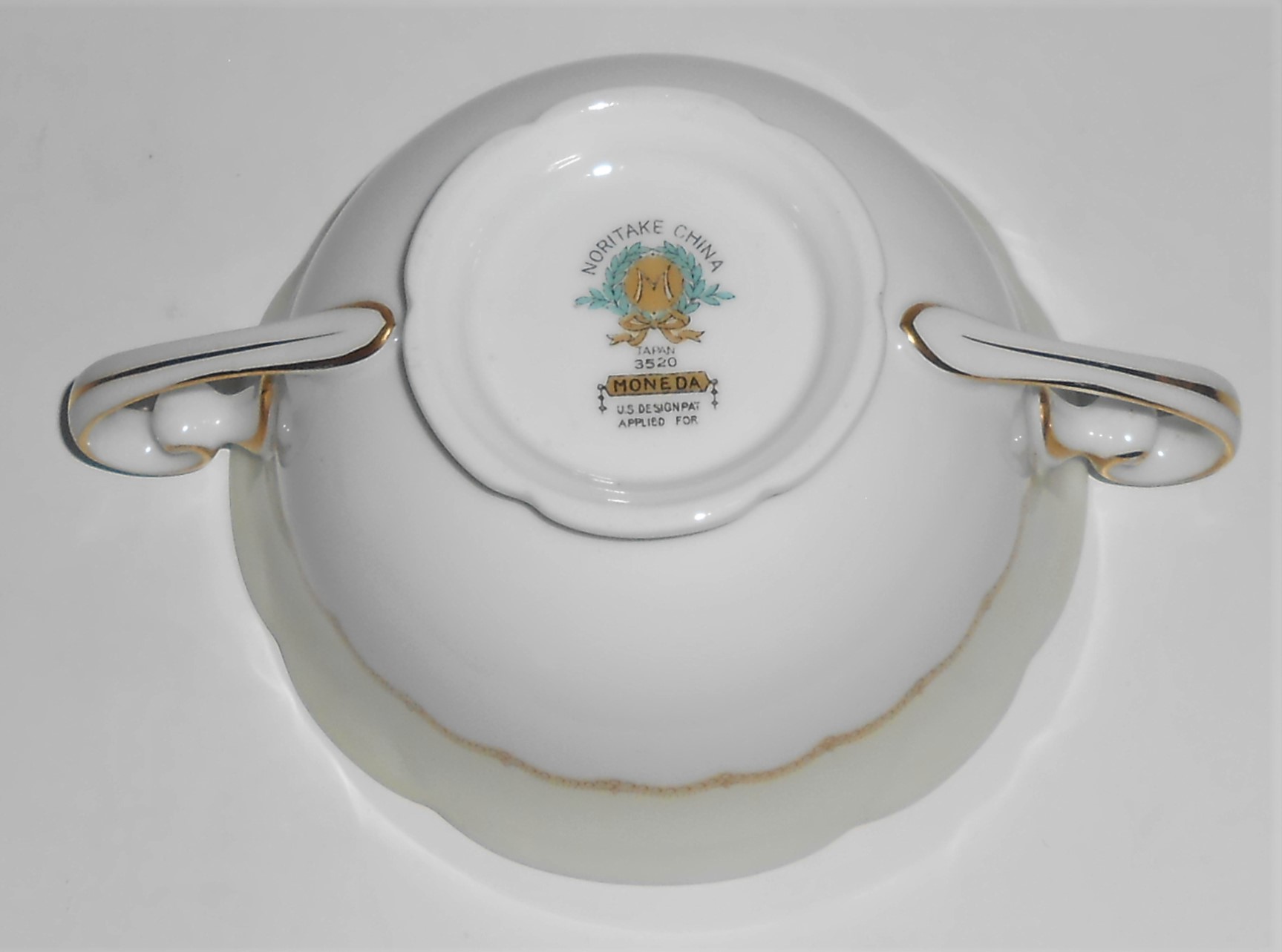 Noritake Porcelain China Moneda Cream Soup w/Gold