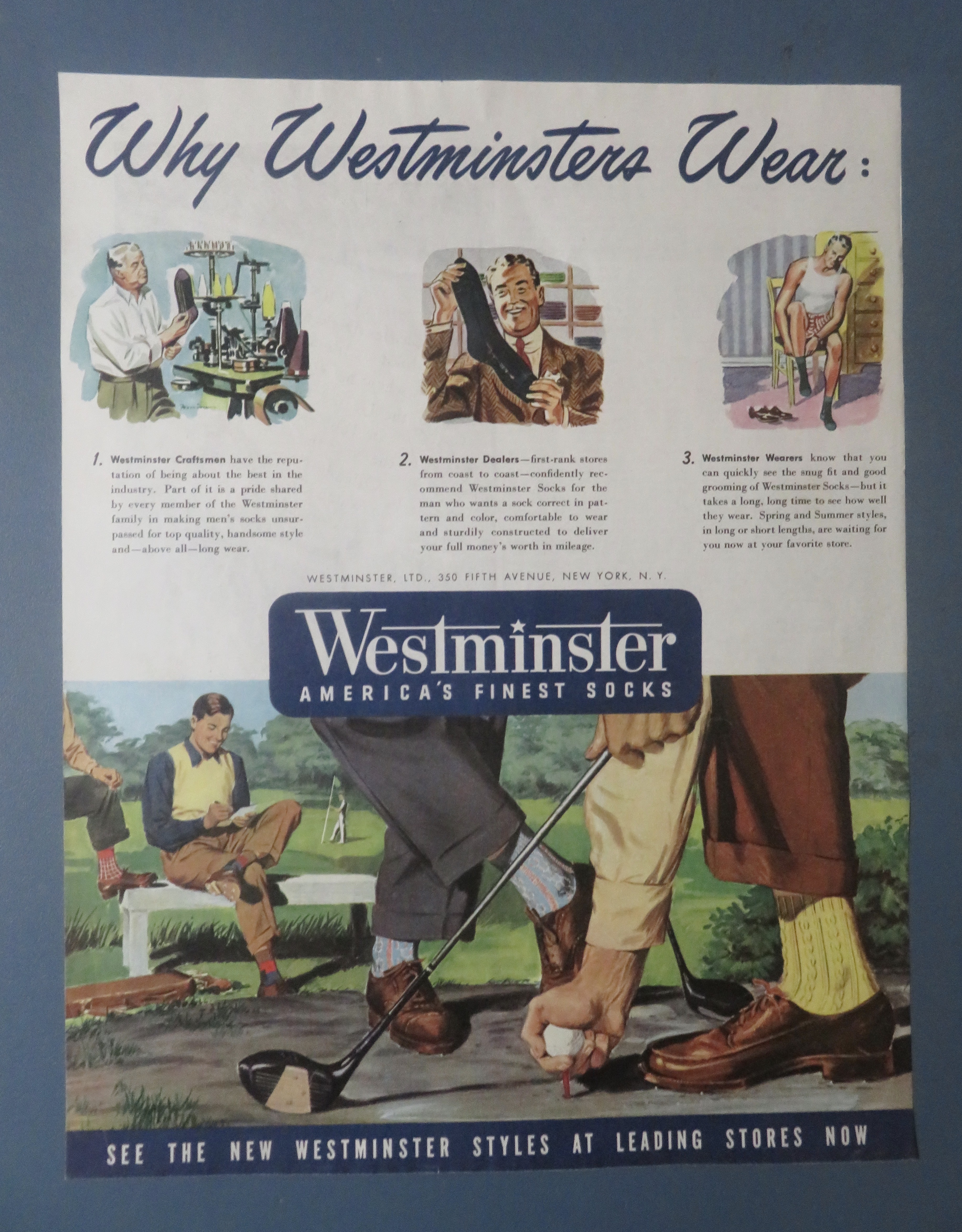 1940's Westminster Socks with Men Golfing