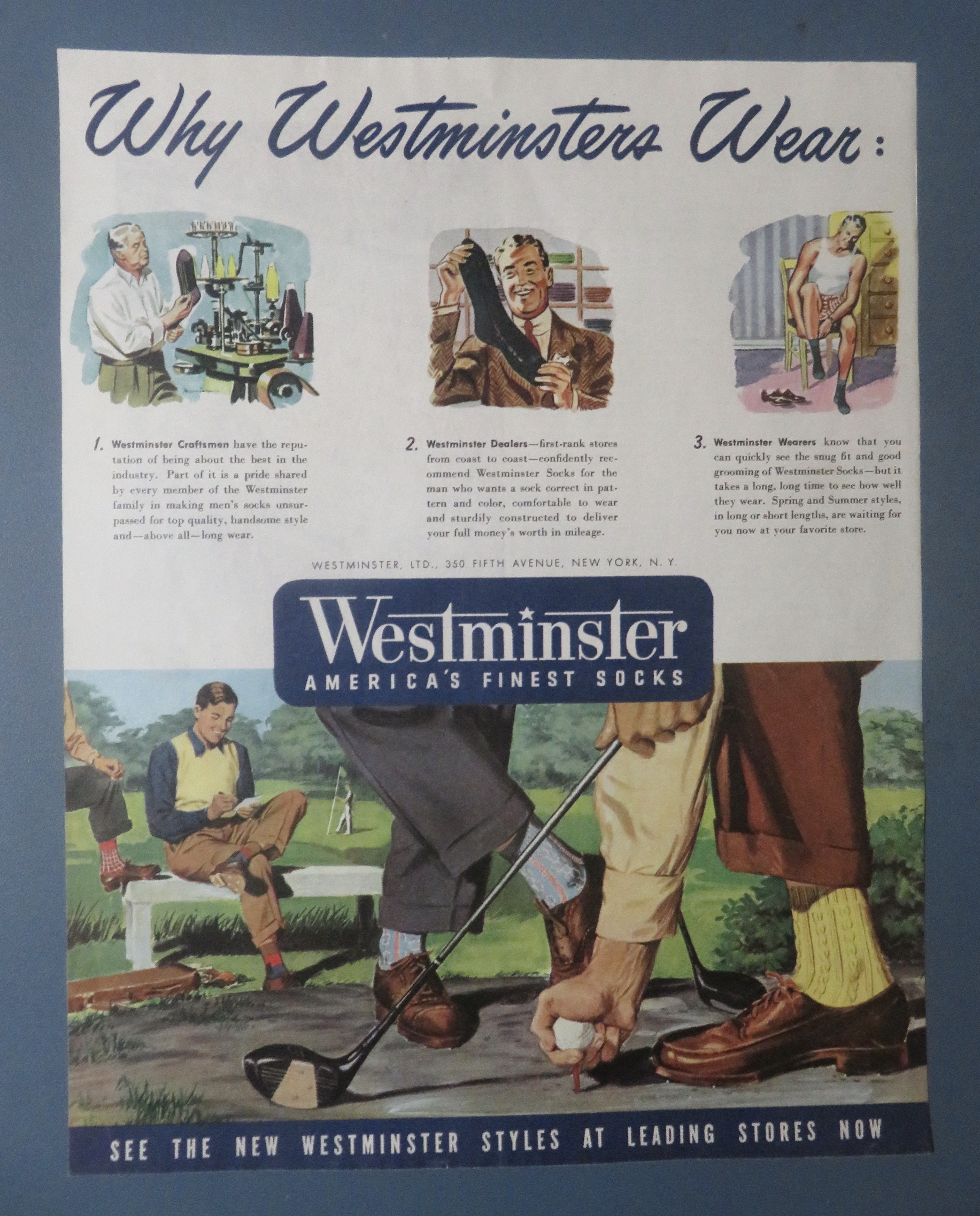 1940's Westminster Socks with Men Golfing