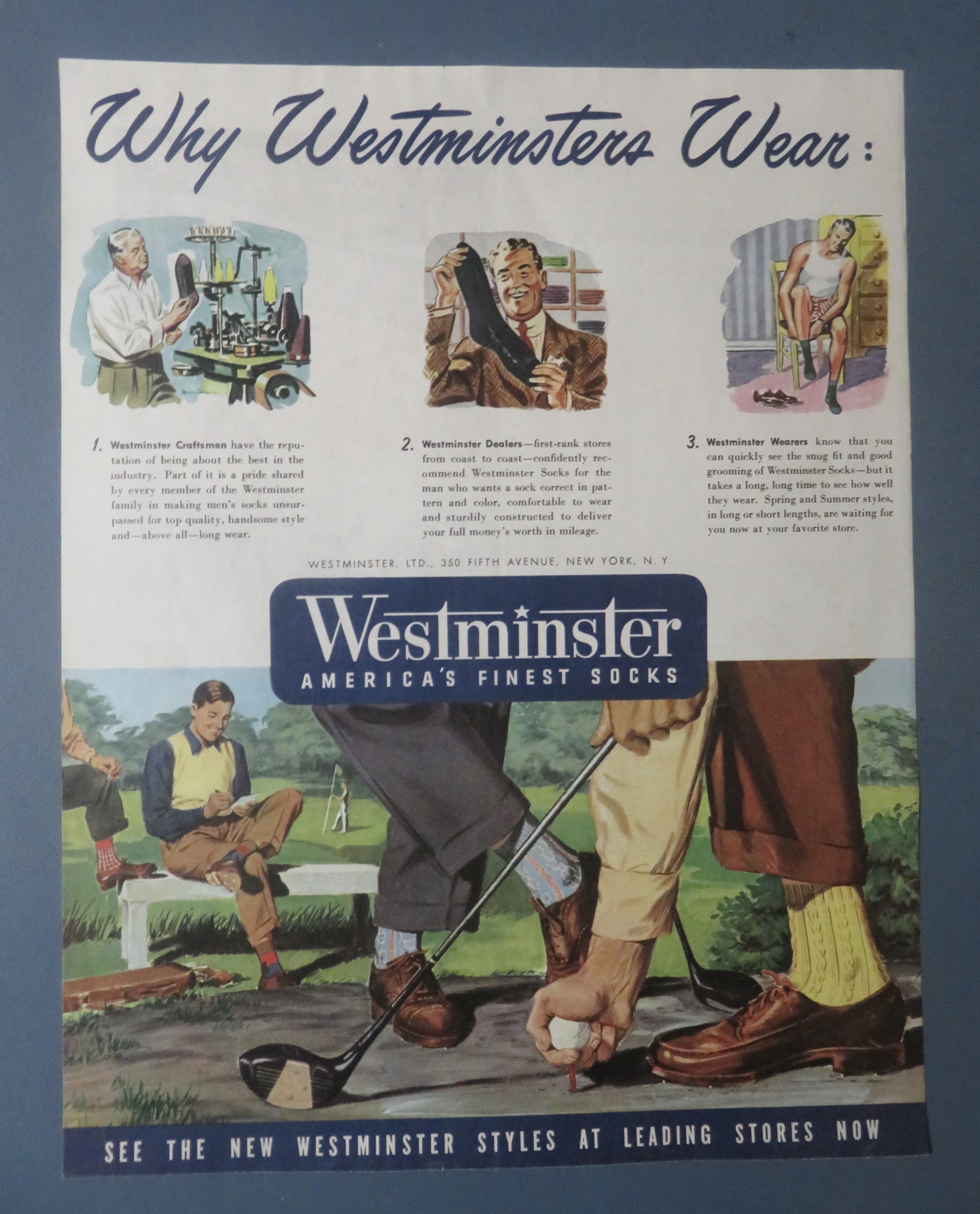 1940's Westminster Socks with Men Golfing