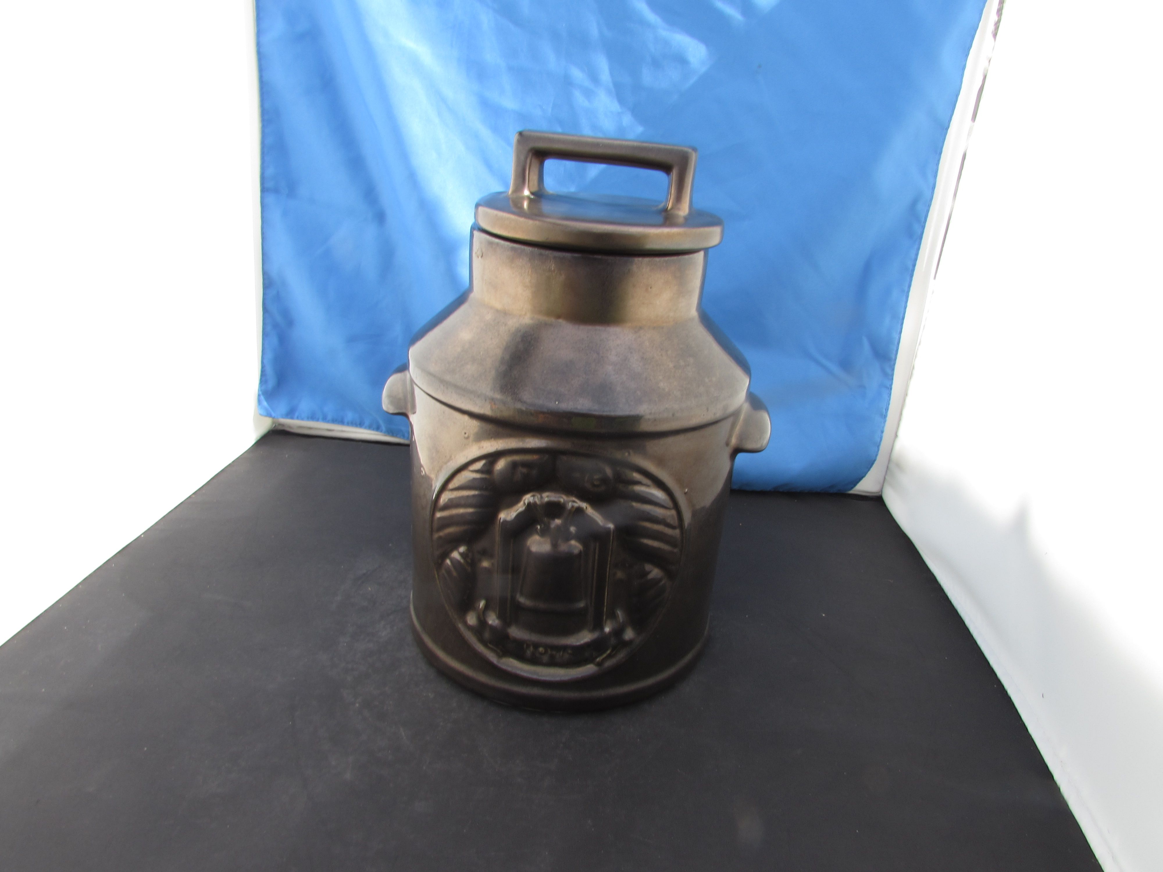 McCoy Bronze Luster Milk Can Cookie Jar Spirit of 76