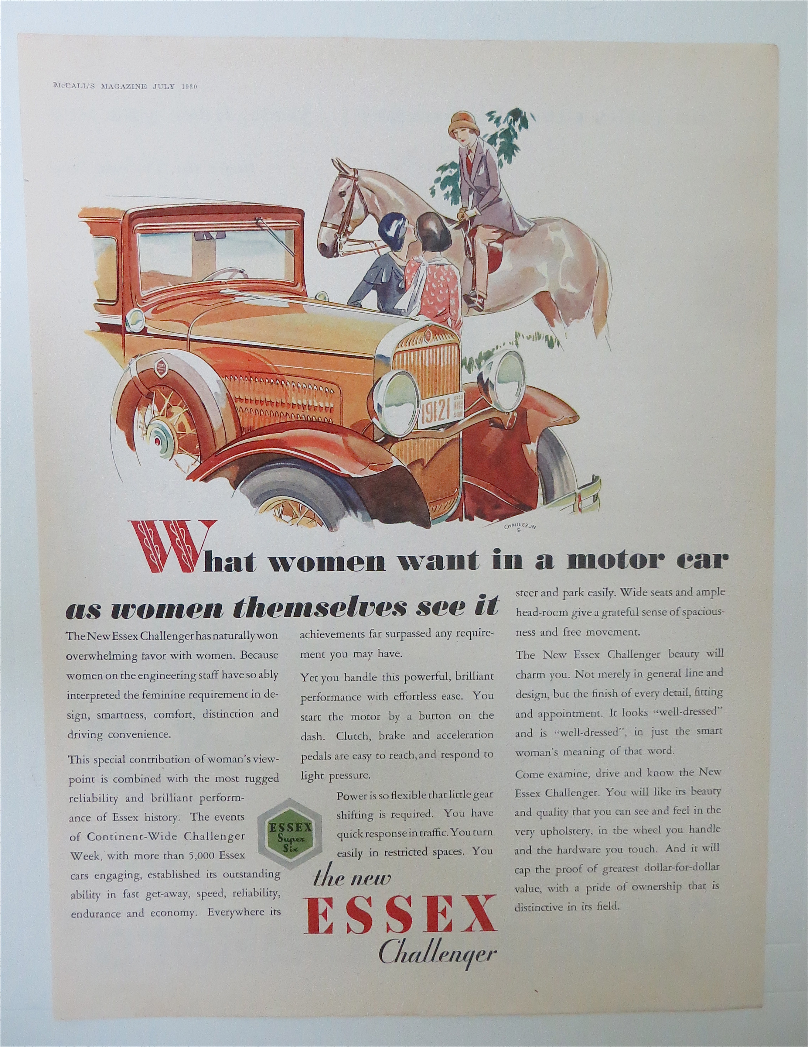 1930 Essex Challenger with Woman Talking By The Essex