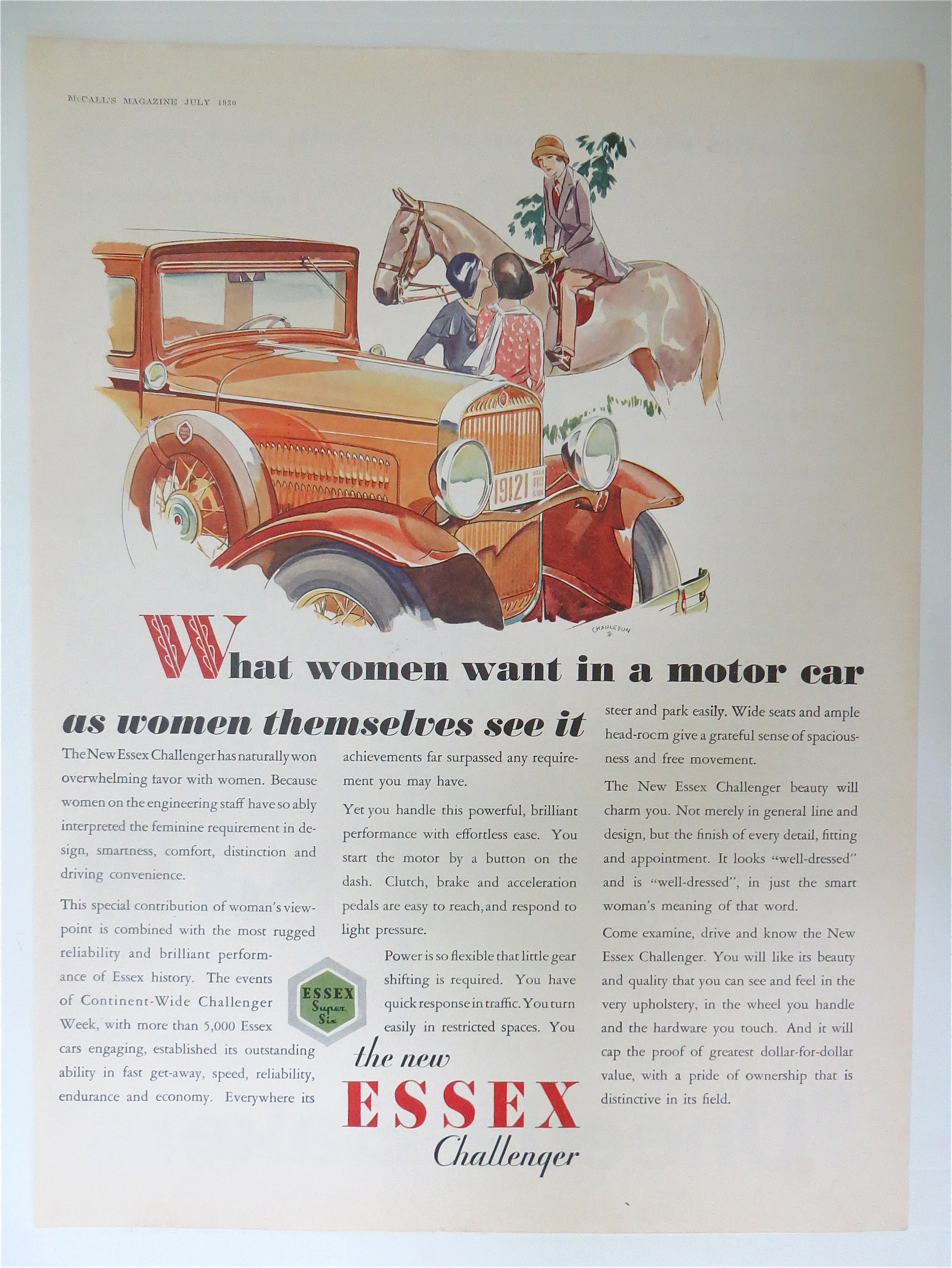 1930 Essex Challenger with Woman Talking By The Essex
