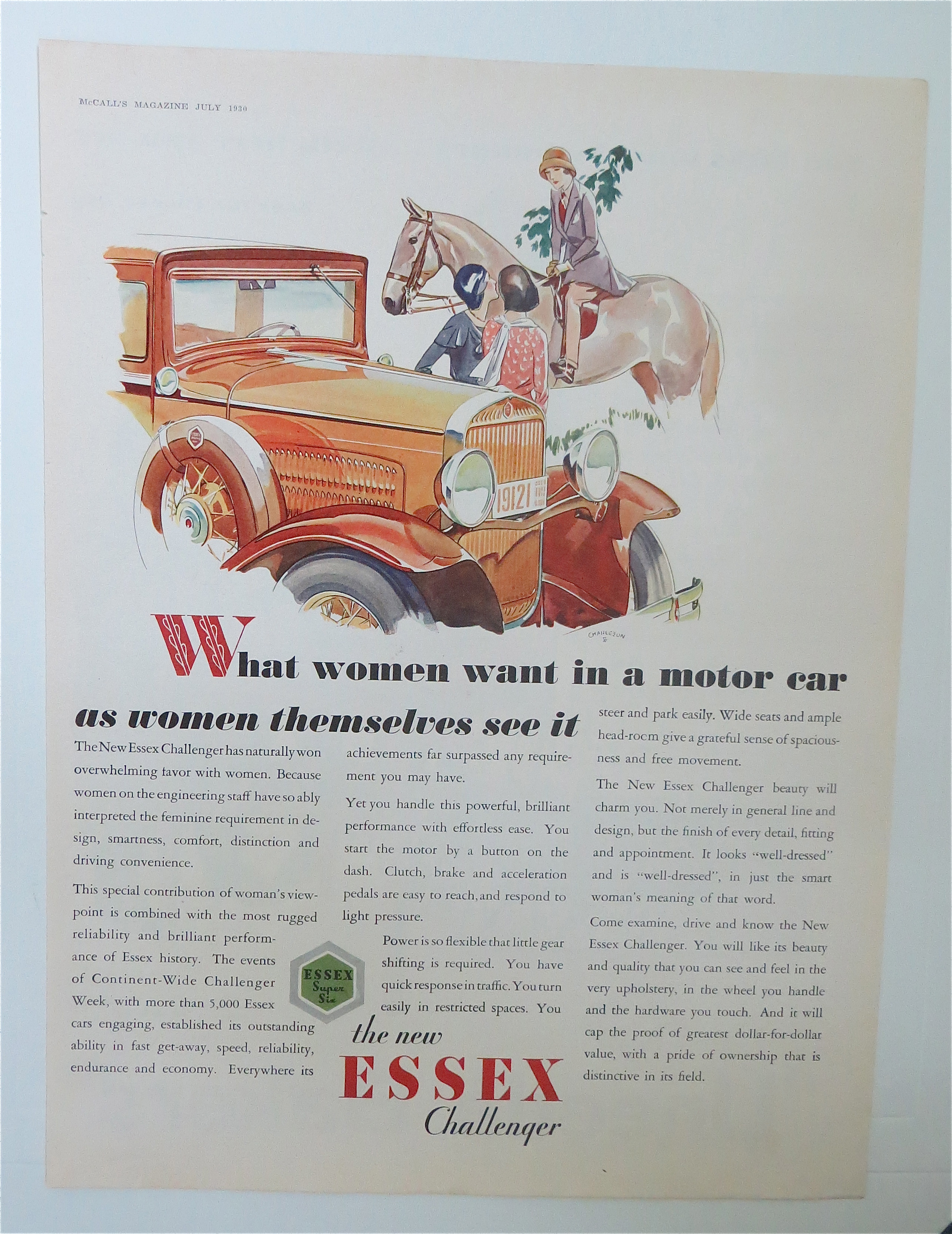 1930 Essex Challenger with Woman Talking By The Essex