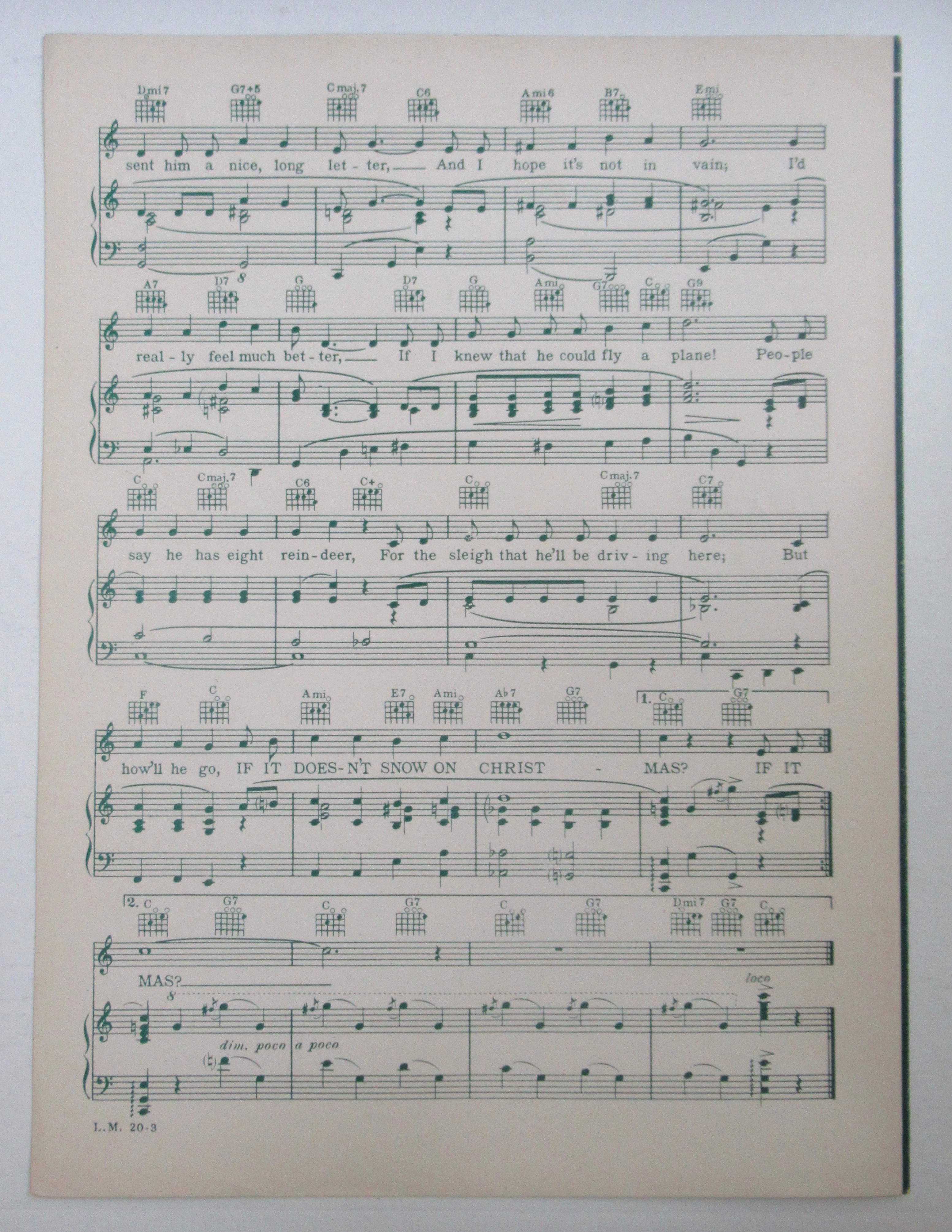 1949 If It Doesn't Snow On Christmas Sheet Music
