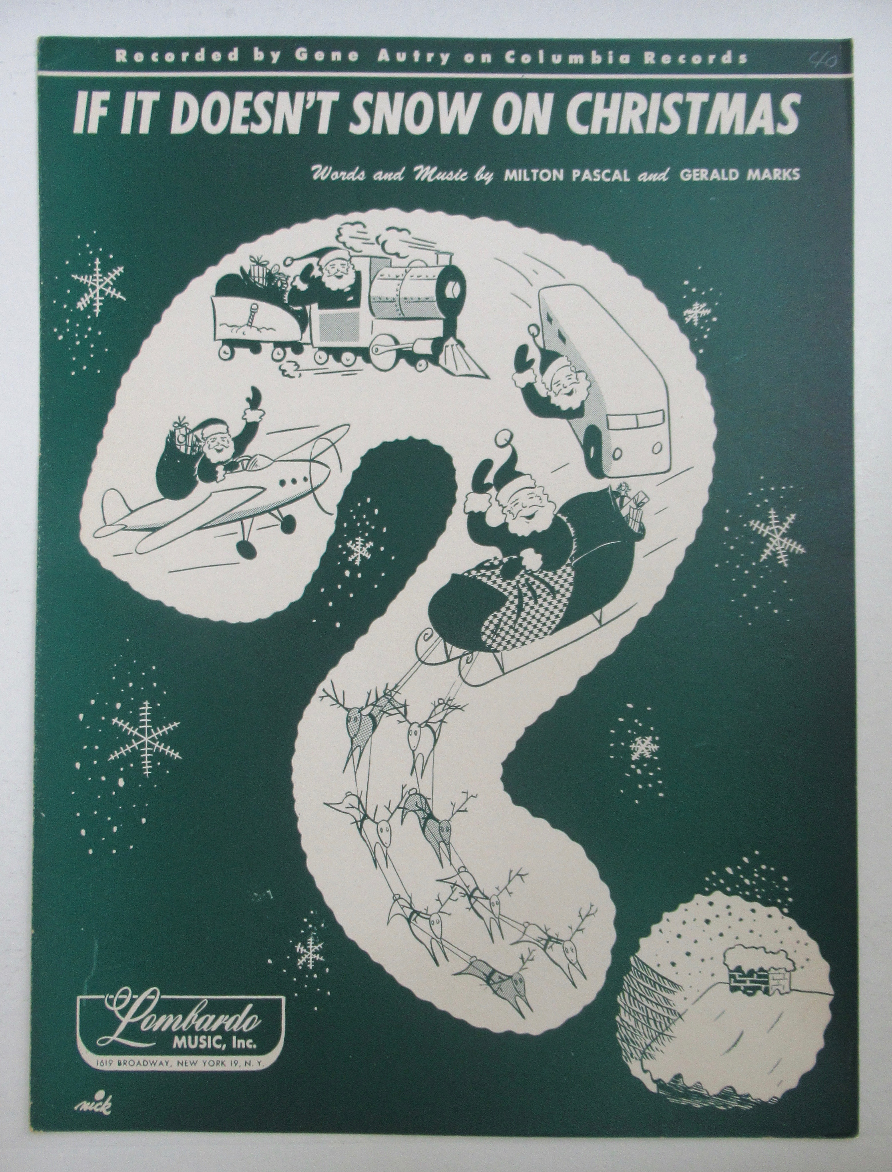 1949 If It Doesn't Snow On Christmas Sheet Music