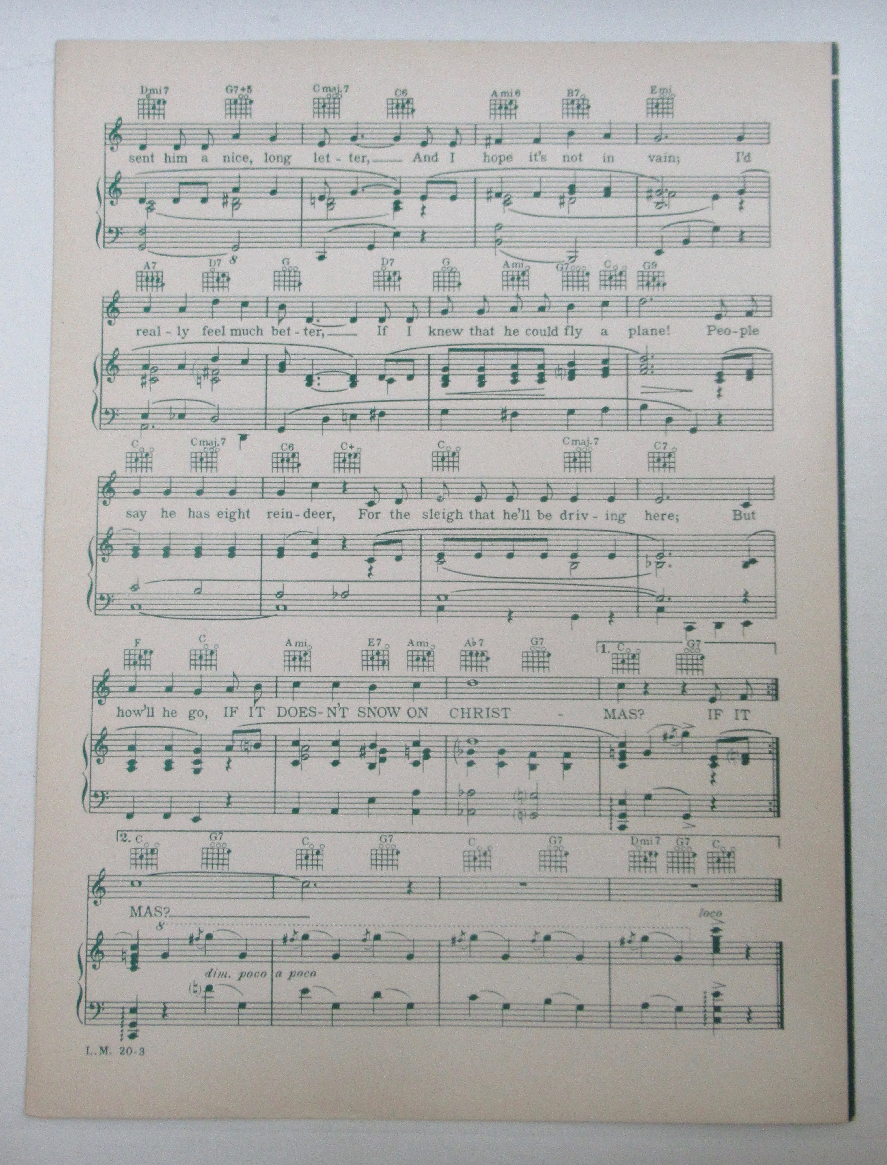 1949 If It Doesn't Snow On Christmas Sheet Music