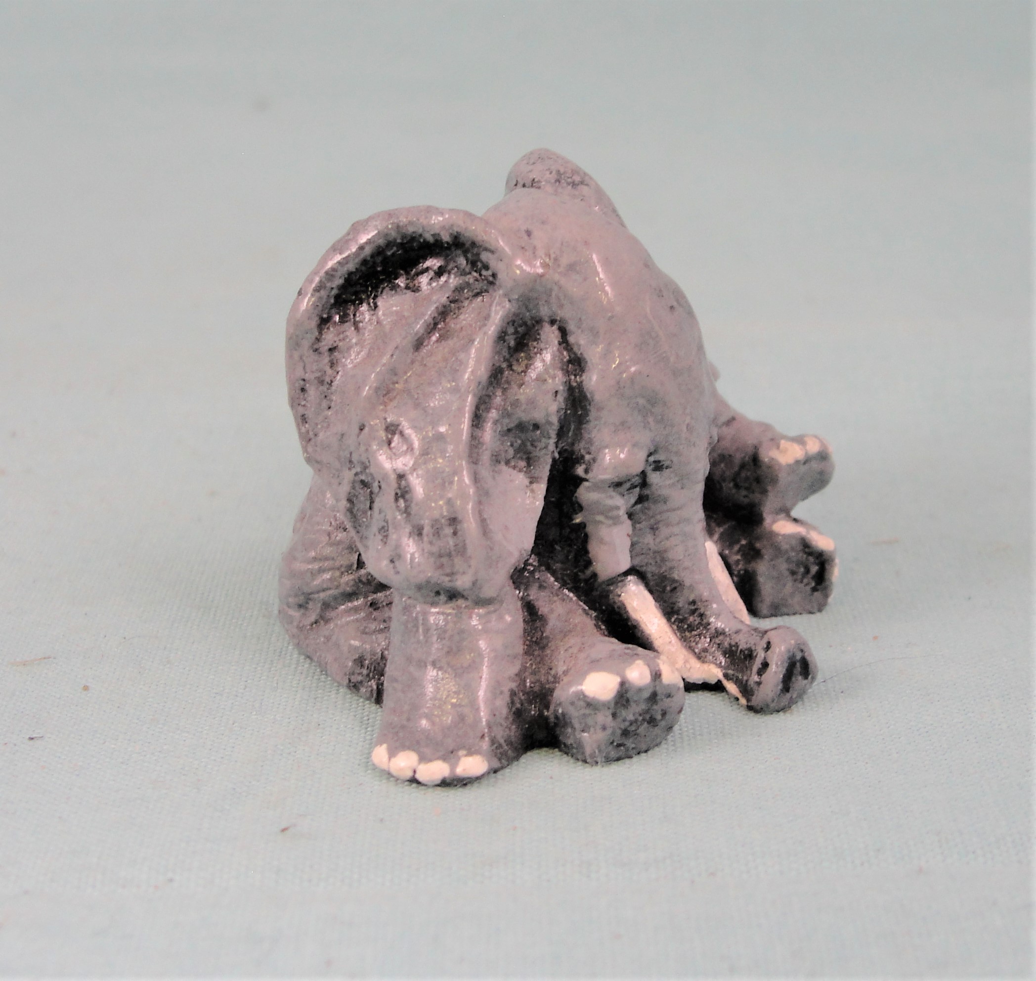 Essex Metal Painted Miniature Sitting Sad Elephant