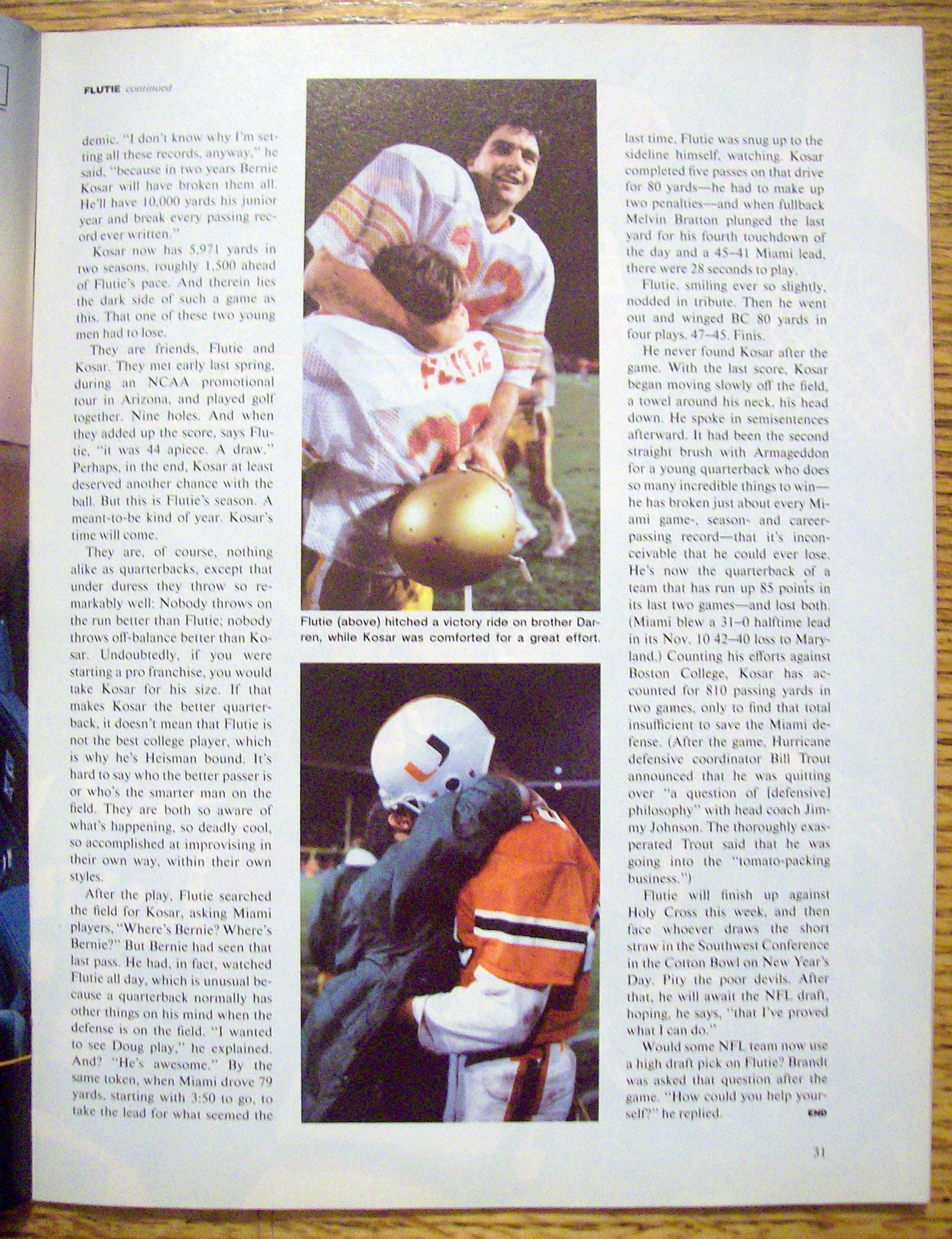 Sports Illustrated Magazine-December 3, 1984-D. Flutie