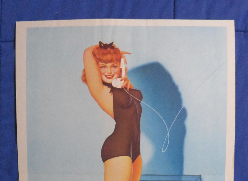 Original 1945 Sexy Pin Up Girl A Lovely Red Haired Woman Talking On The Telephone By George Petty