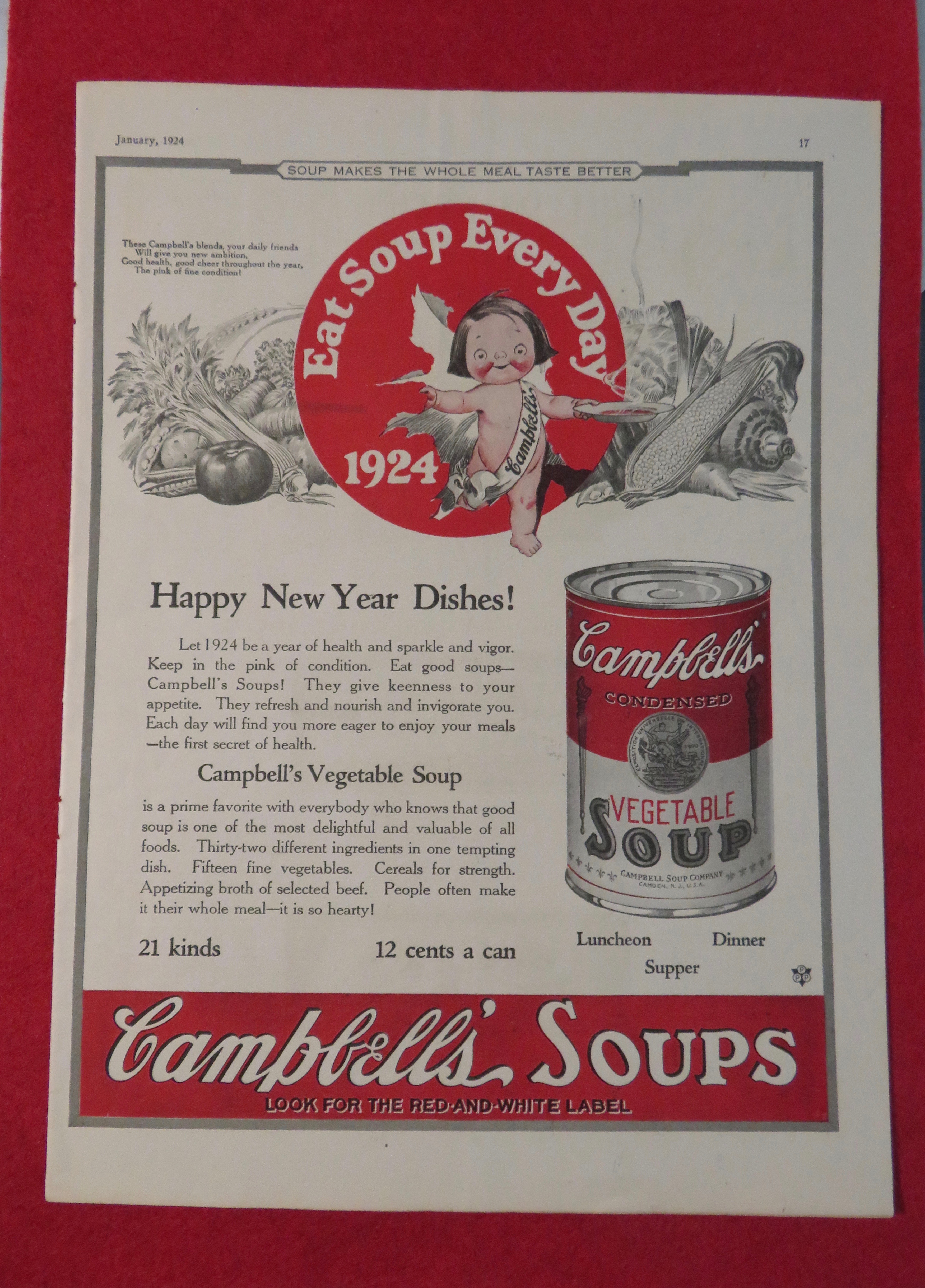 1924 Campbell's Vegetable Soup with Campbell's Kid
