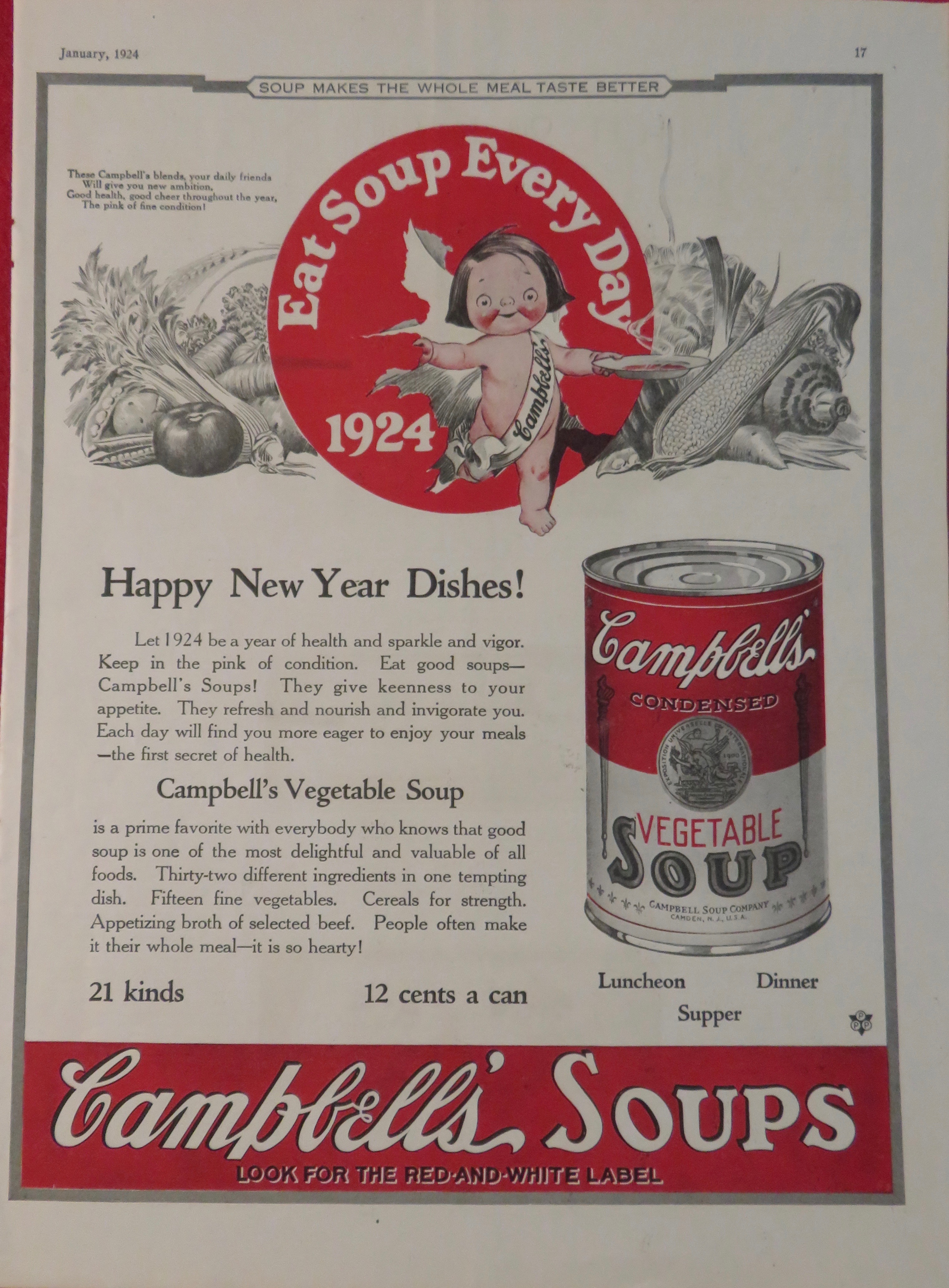 1924 Campbell's Vegetable Soup with Campbell's Kid