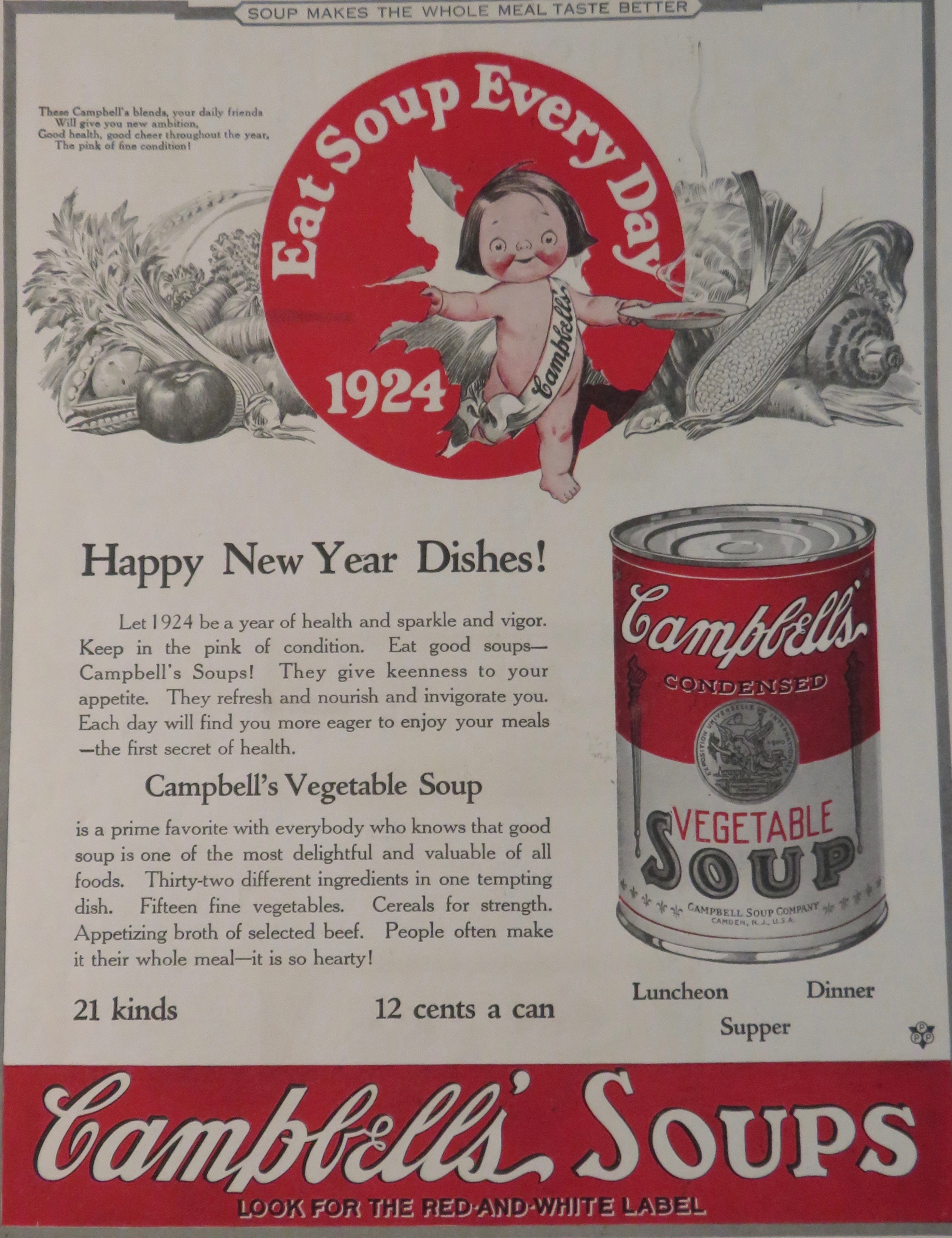 1924 Campbell's Vegetable Soup with Campbell's Kid
