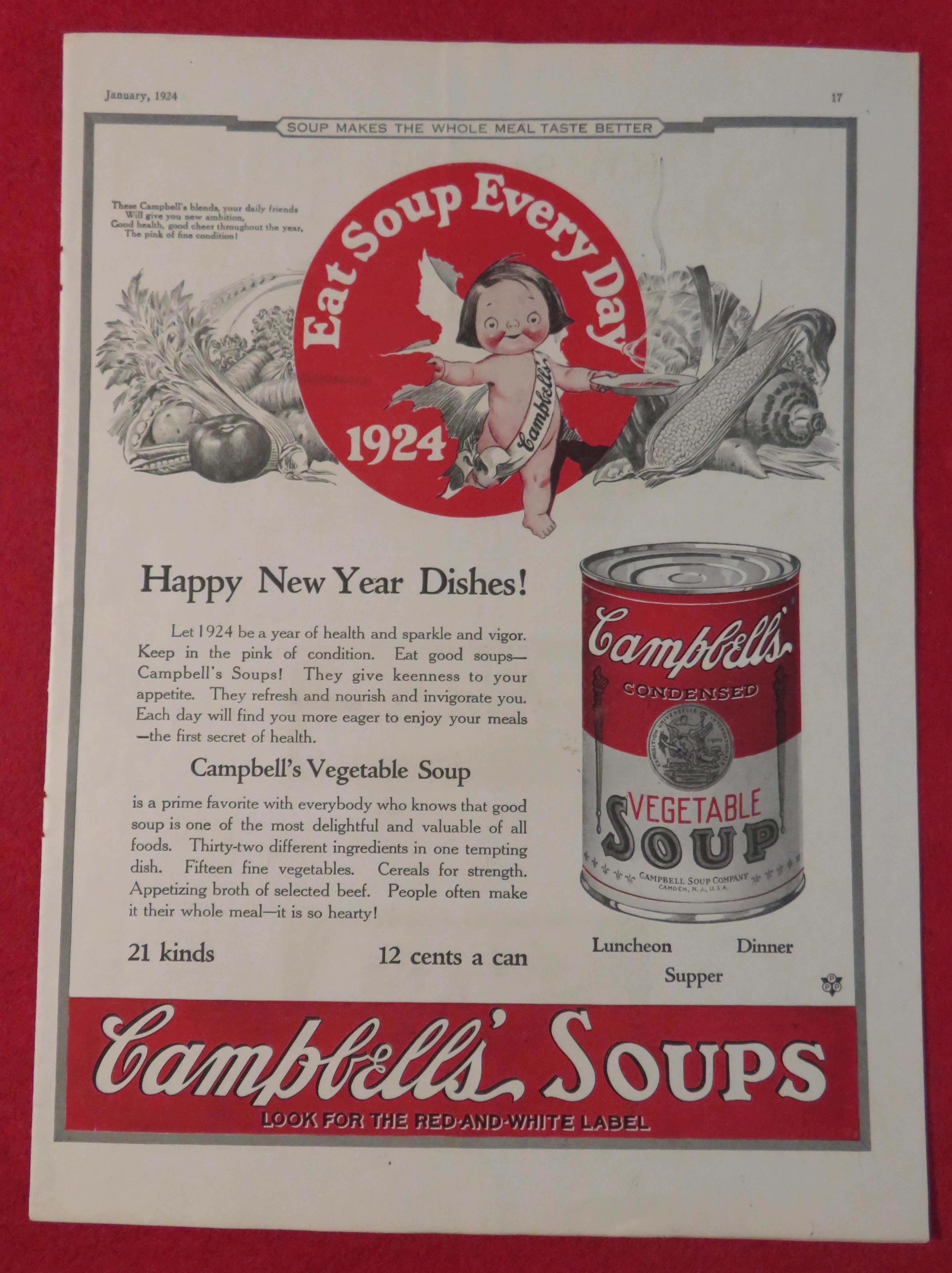 1924 Campbell's Vegetable Soup with Campbell's Kid