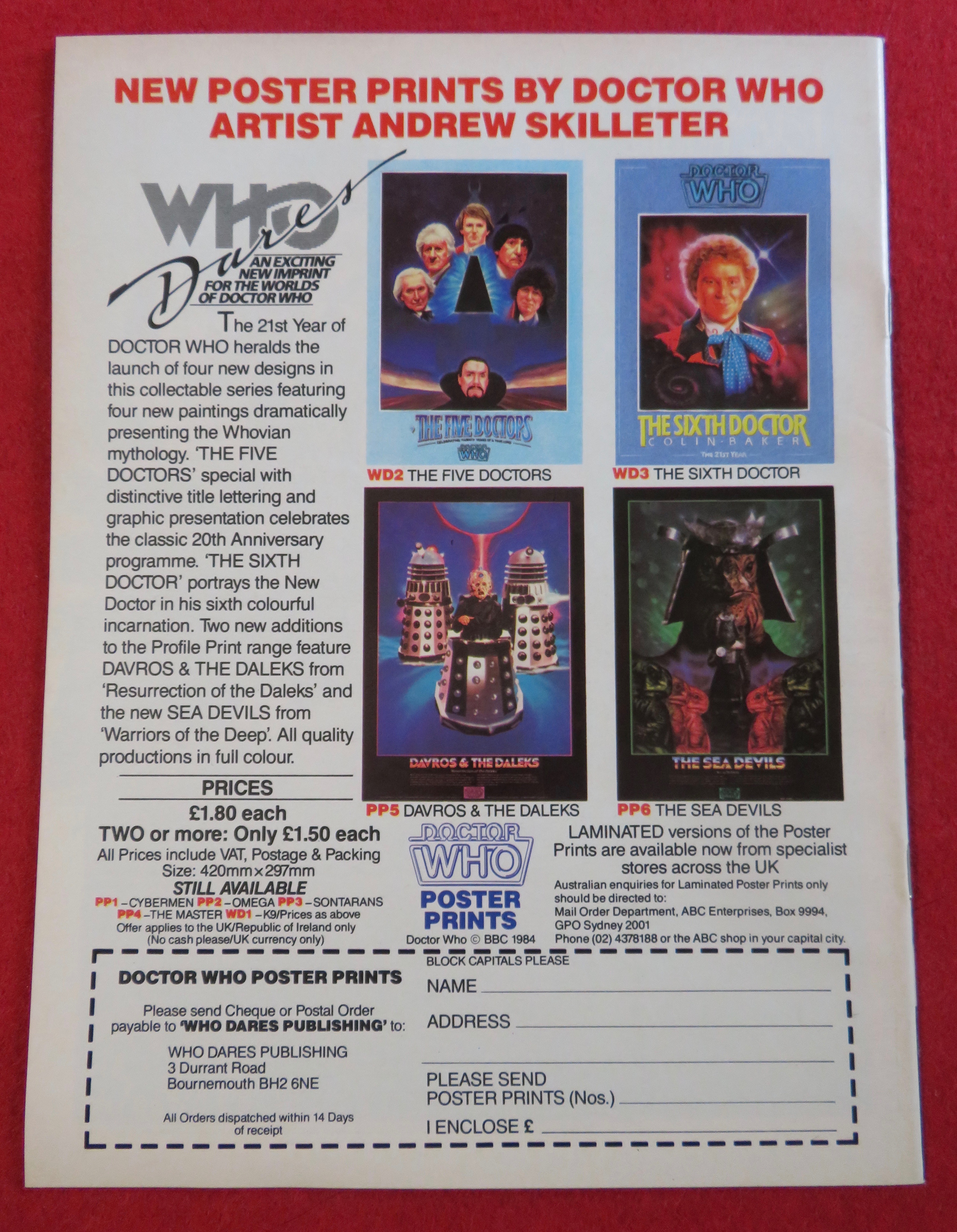 Doctor (Dr) Who Magazine Winter 1985