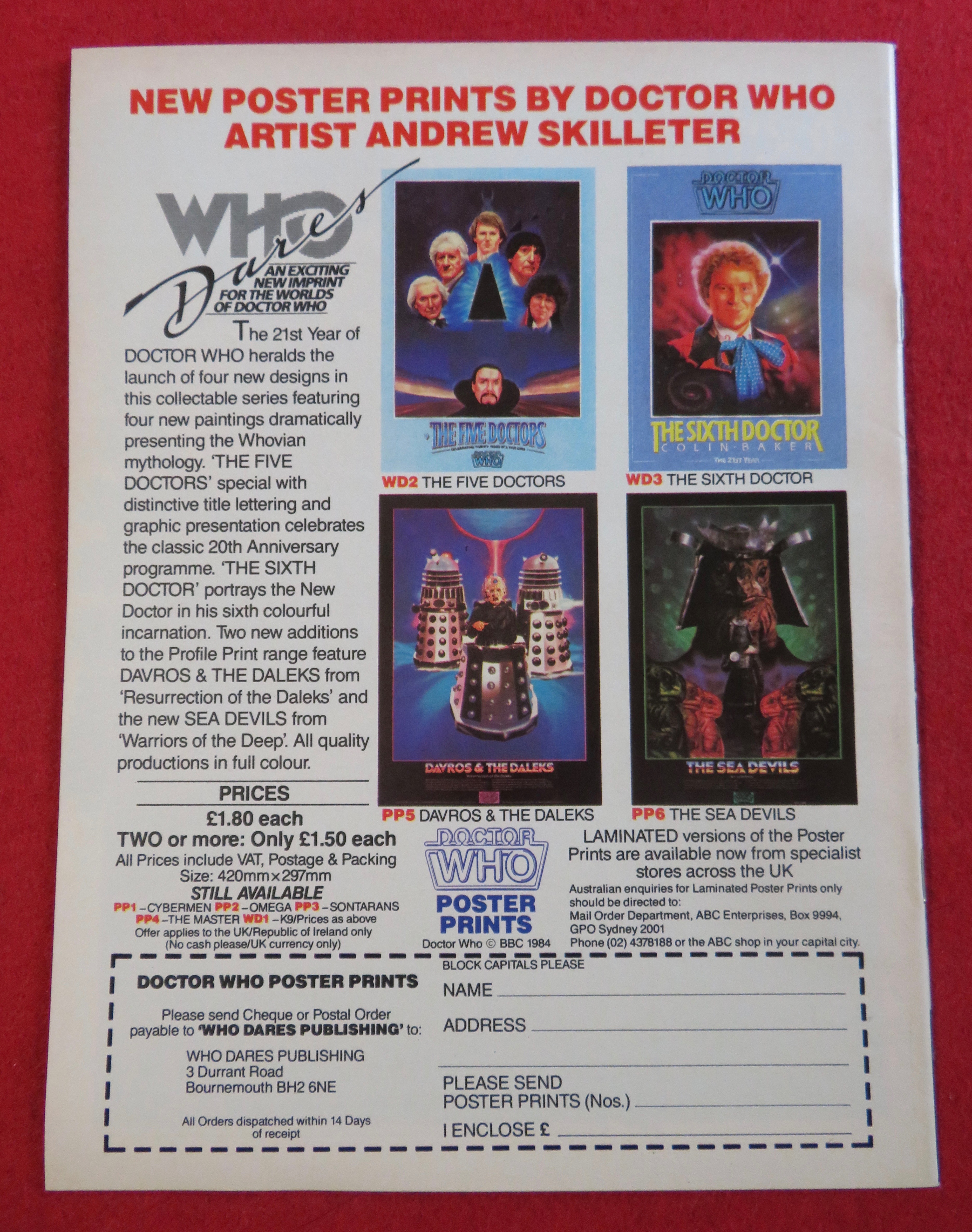 Doctor (Dr) Who Magazine Winter 1985