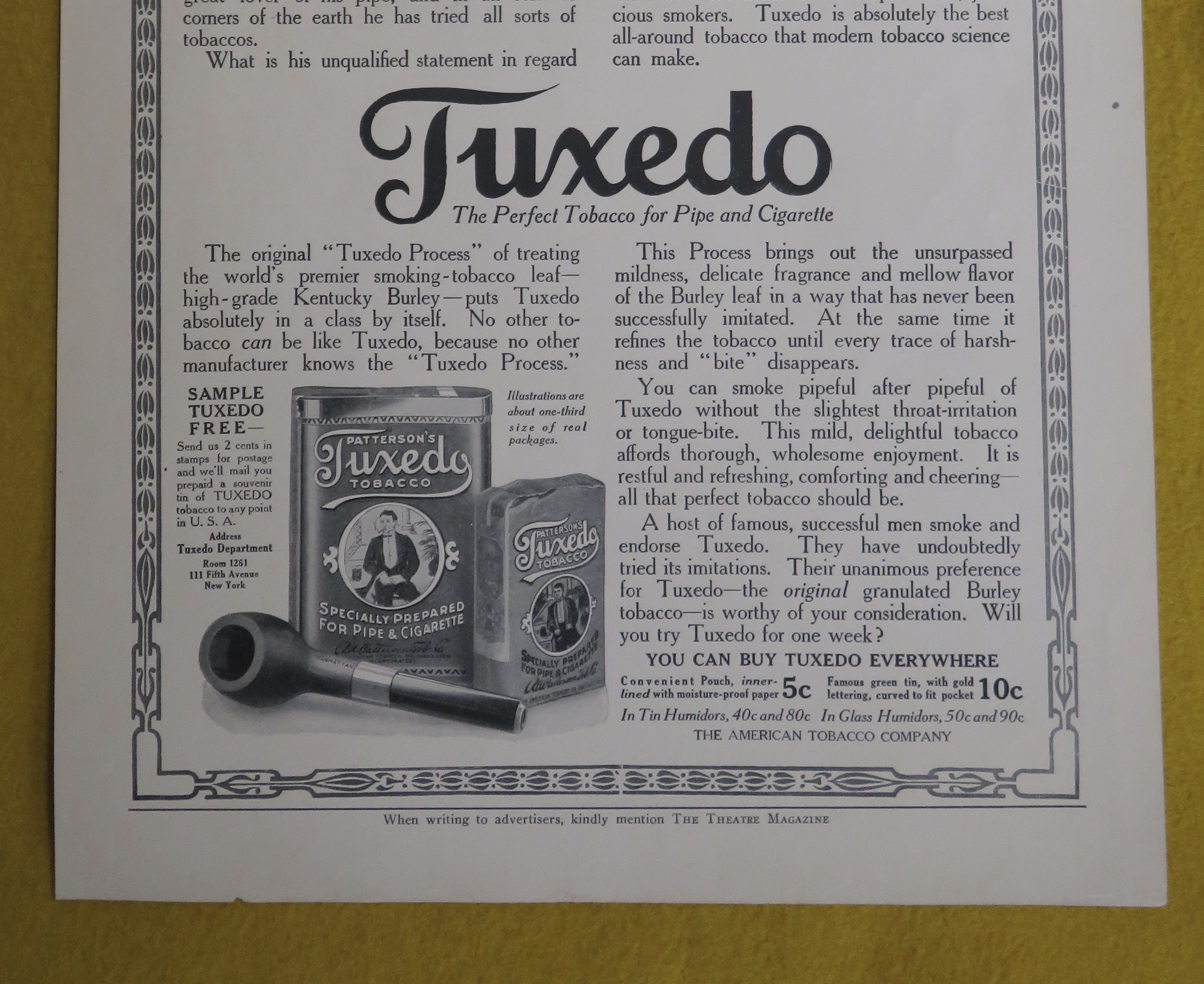 1914 Tuxedo Tobacco with Comedian Harry Lauder