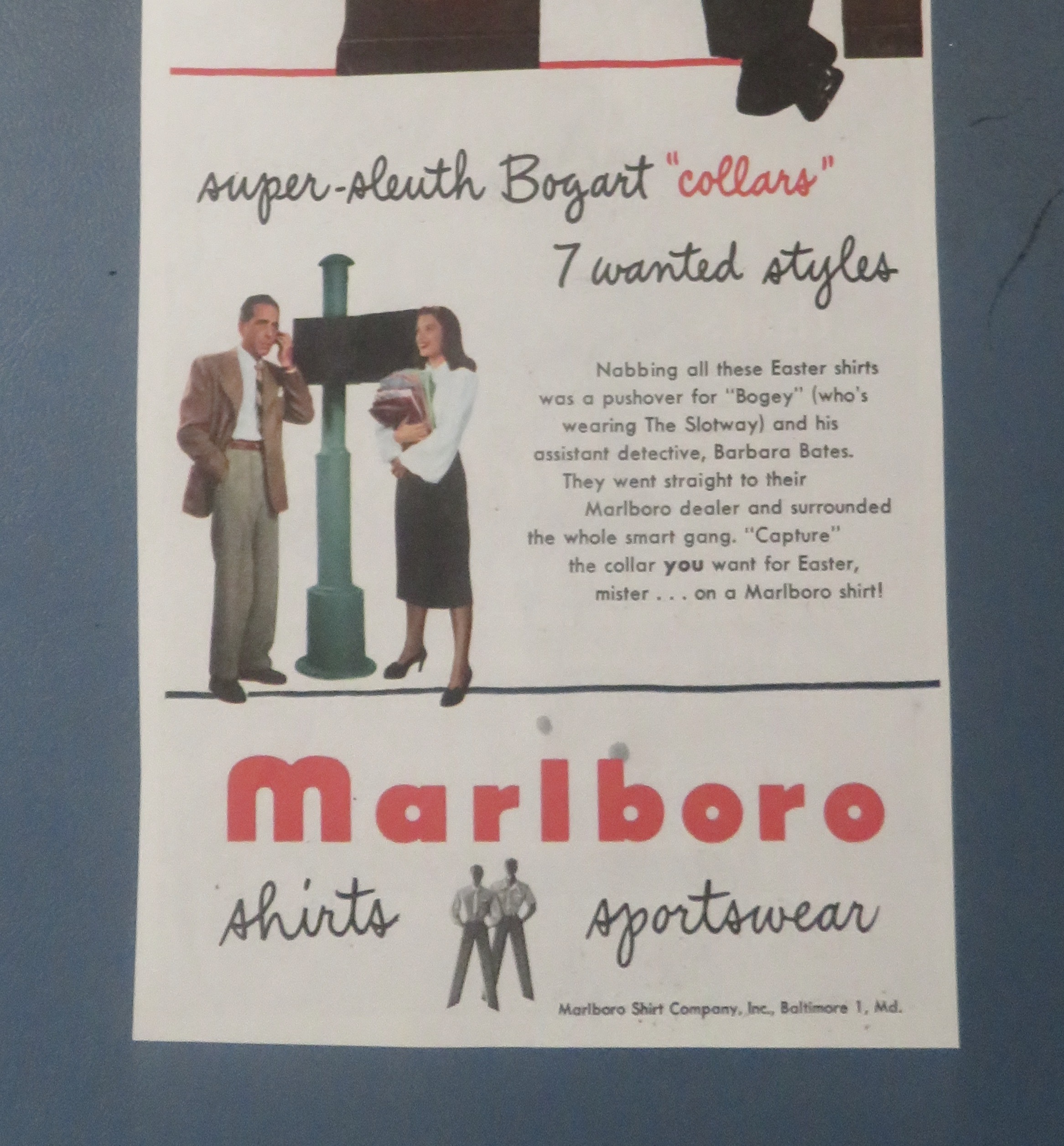 1940 Marlboro Shirts & Sportswear w/ Humphrey Bogart
