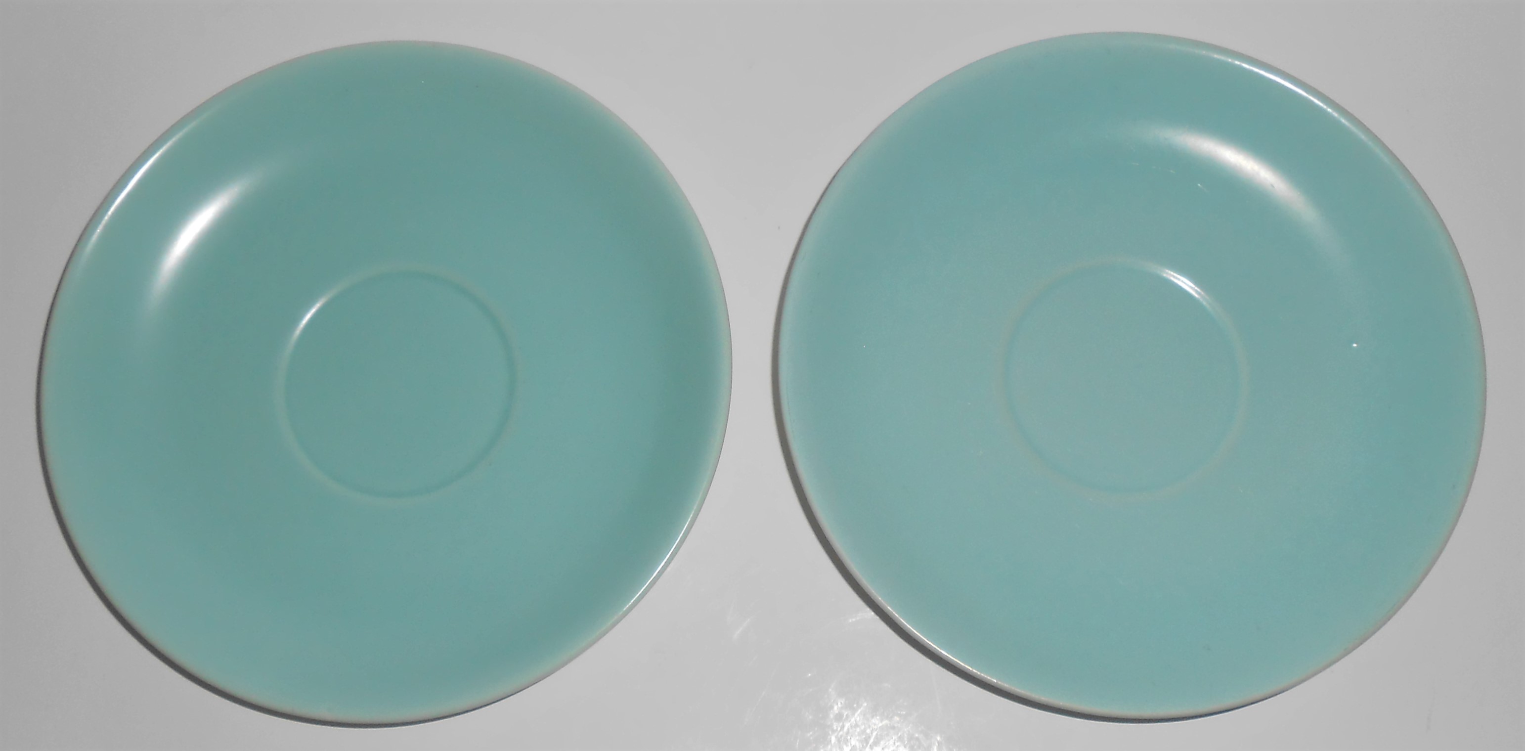 Franciscan Pottery Catalina Rancho Aqua/Ivory Pair Sau