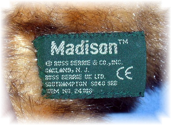 16 Inch Russ Berrie Madison Teddy Bear....