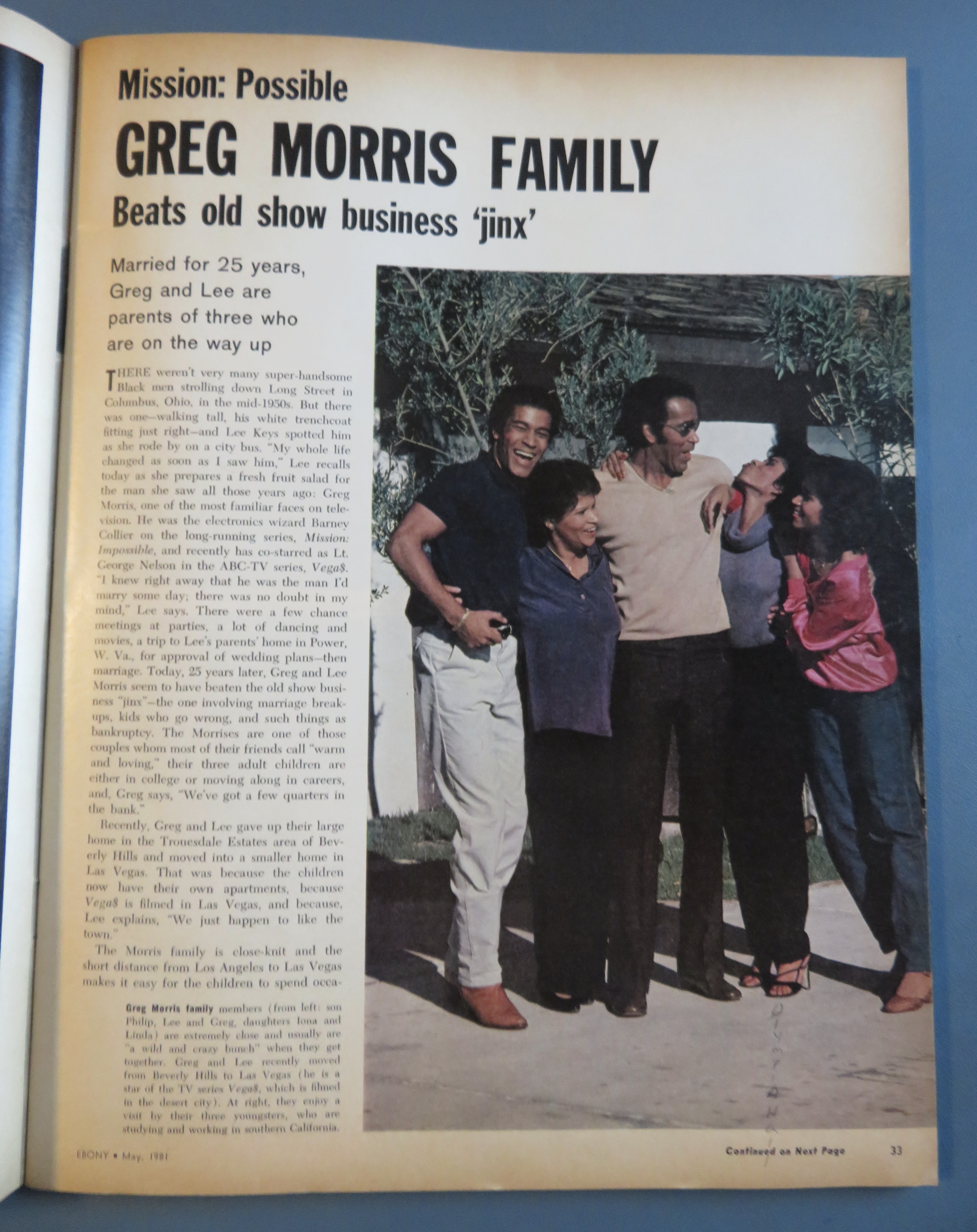 Ebony Magazine-May 1981-Greg Morris Family