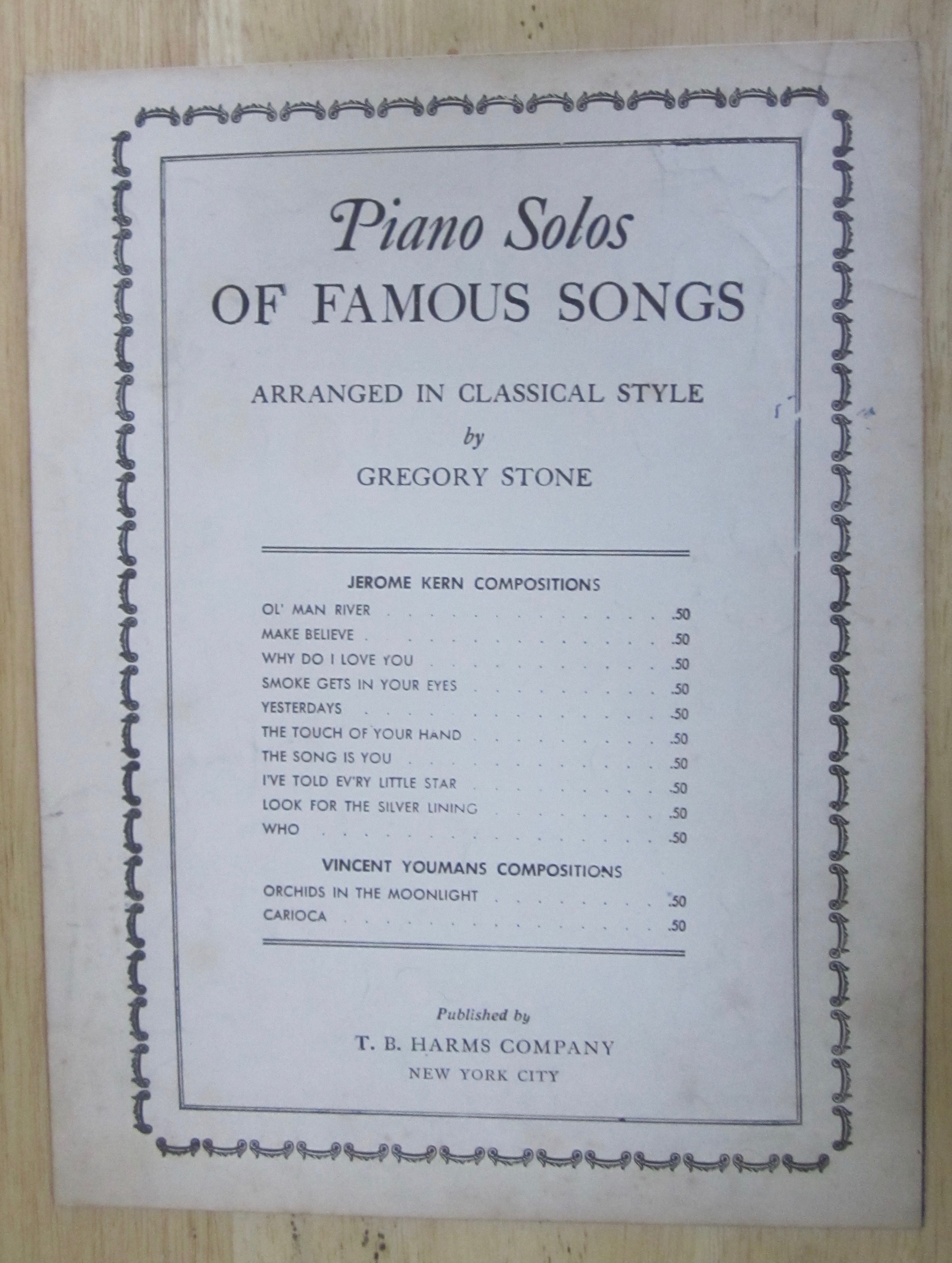 Sheet Music For 1933 Orchids In The Moonlight