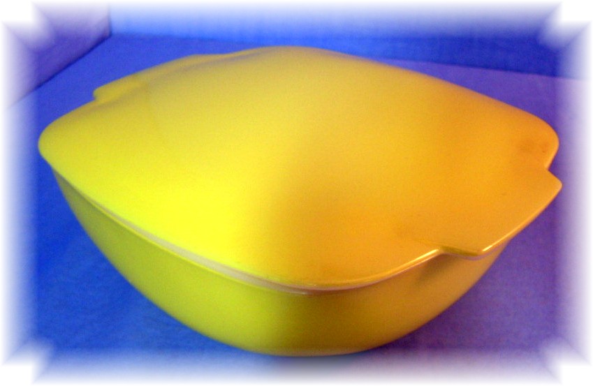 Pyrex Yellow square Covered Serving Dish 50s
