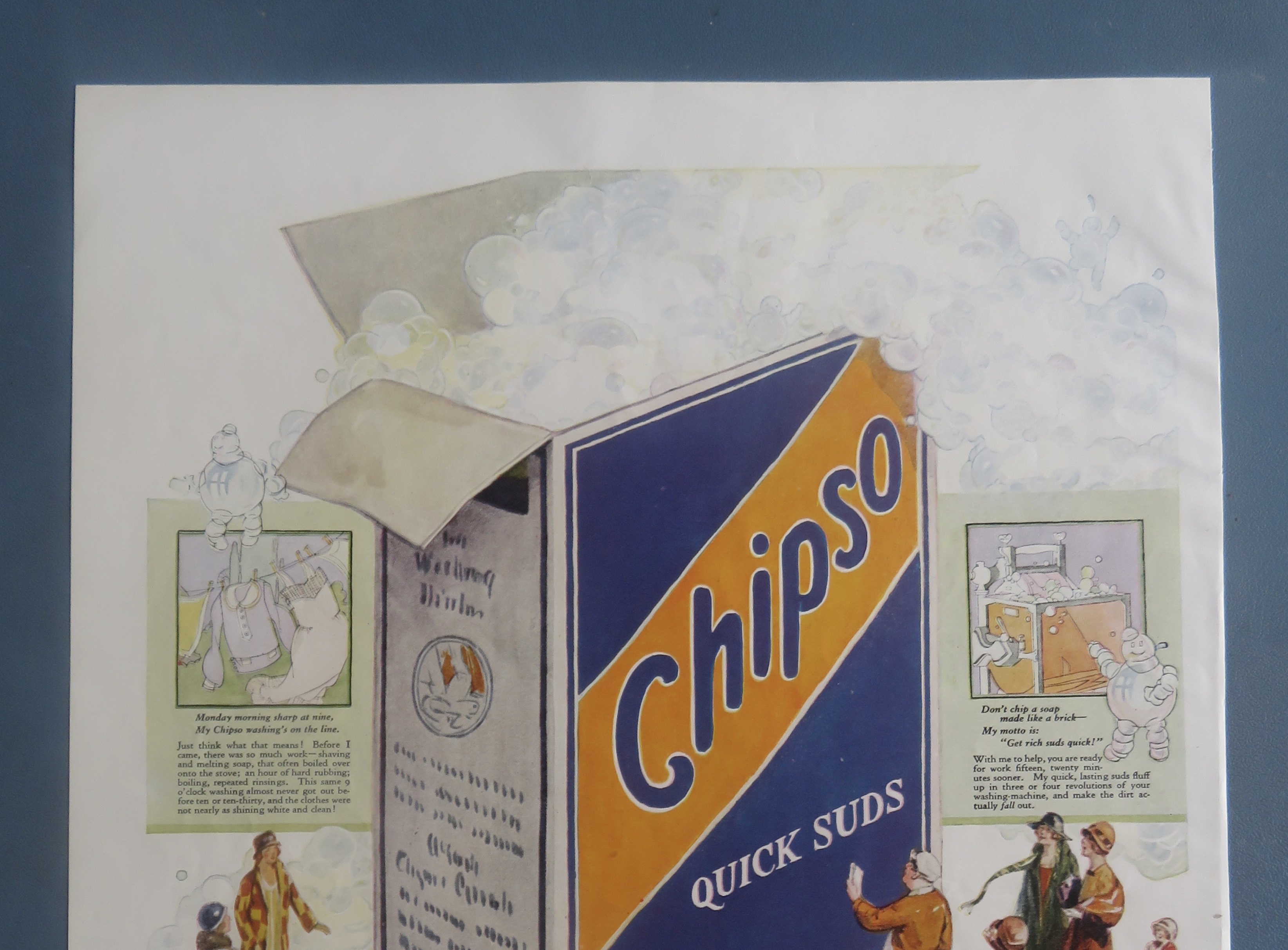 1925 Chipso Quick Suds with People Around A Big Box