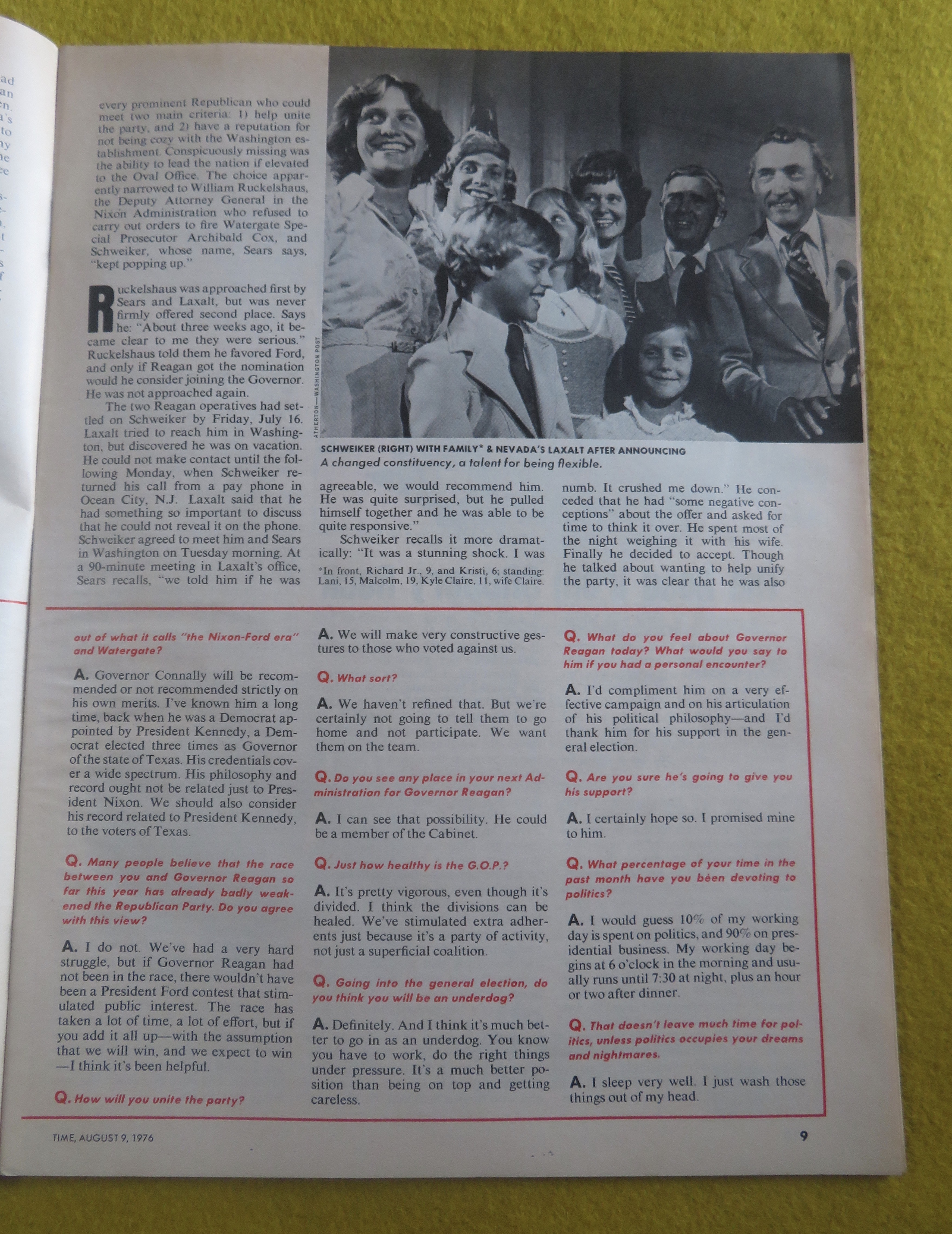 Time Magazine August 9, 1976 Ford Closes In
