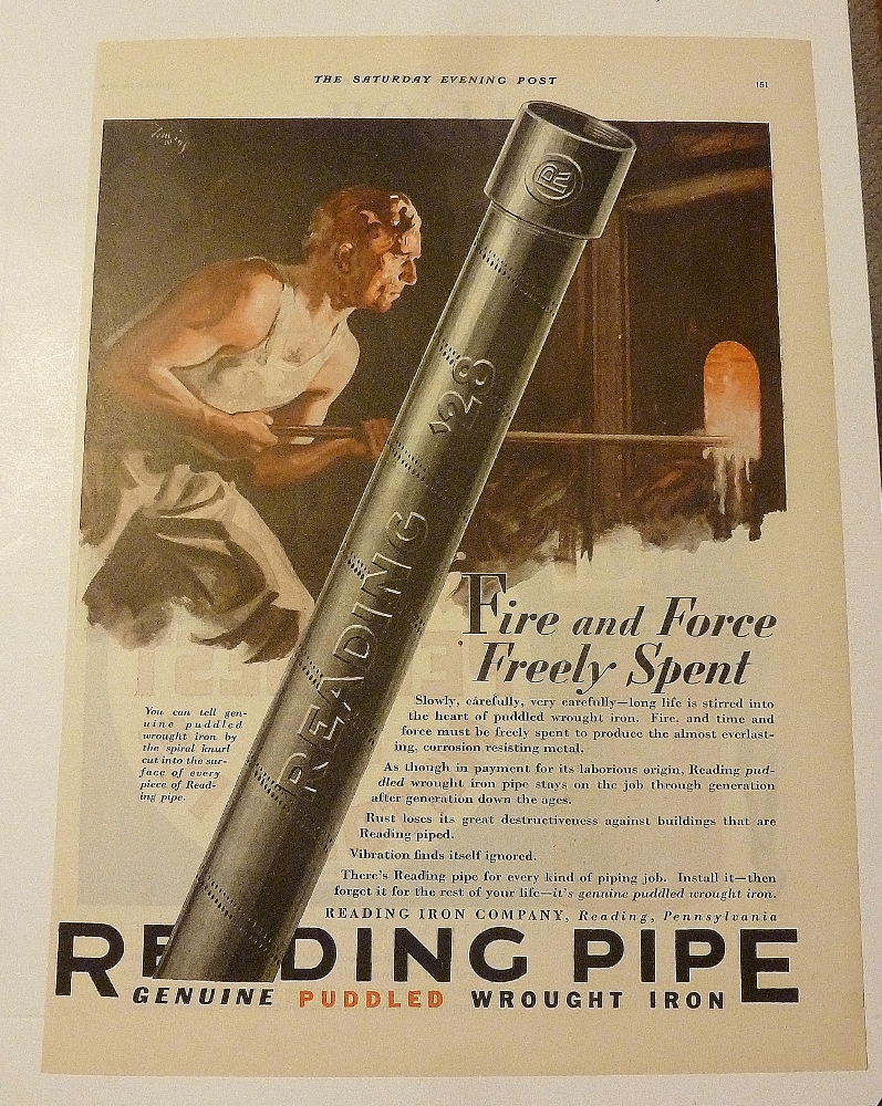 1928 Reading Pipe With Man Working